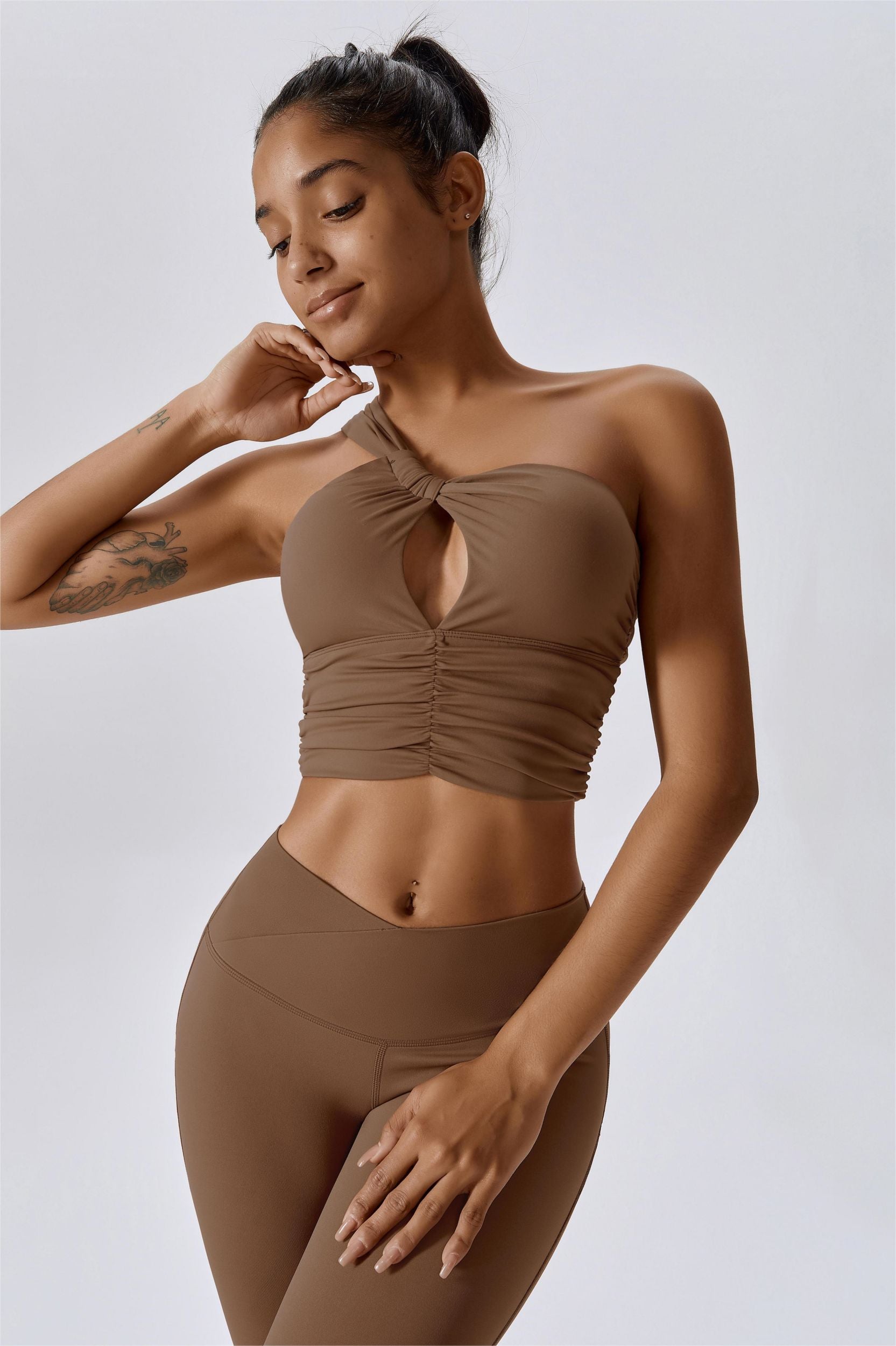 One Shoulder Ruched Bra Top by bornfocus