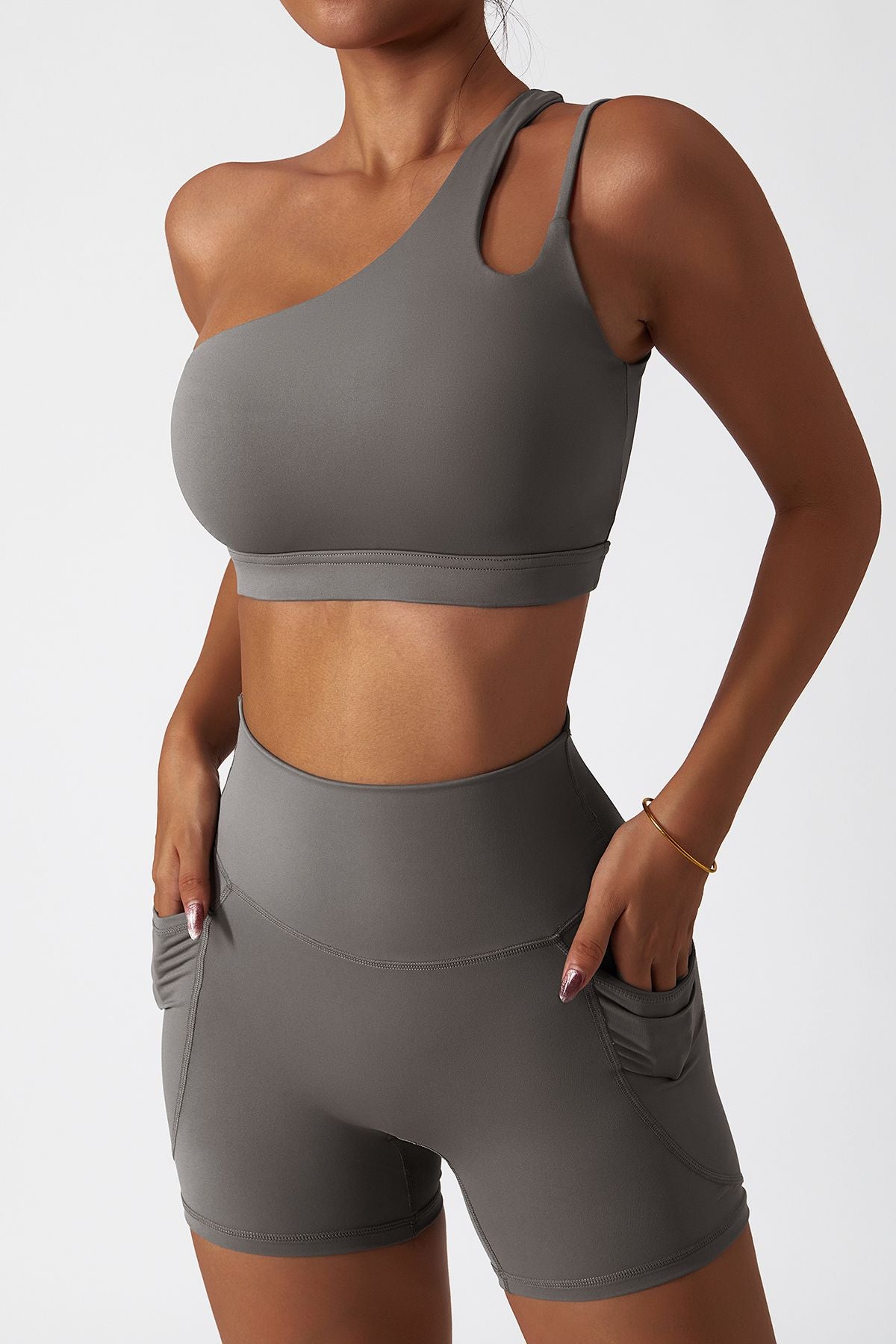 One Shoulder Sports Bra by bornfocus