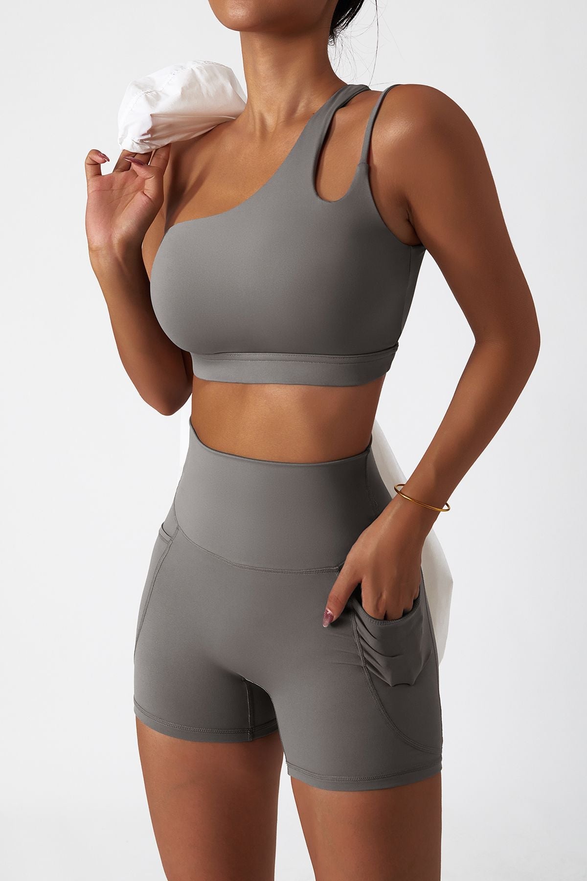 One Shoulder Sports Bra by bornfocus