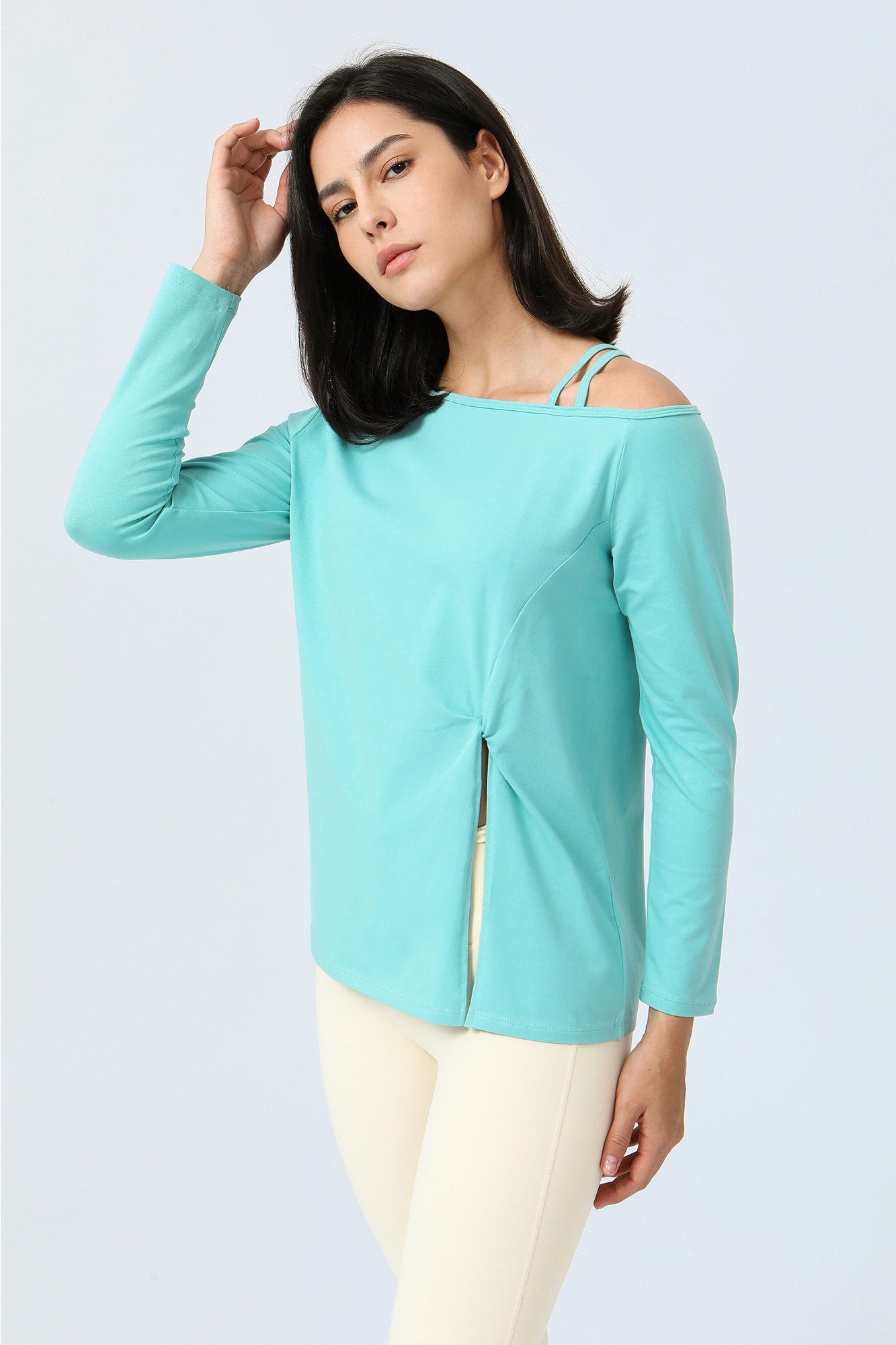 One Shoulder Strap Long Sleeve Shirt by bornfocus