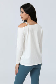 One Shoulder Strap Long Sleeve Shirt by bornfocus