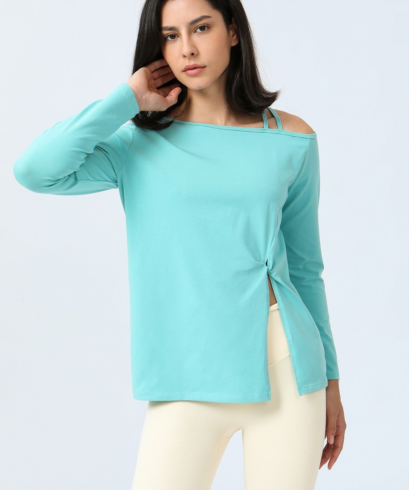 One Shoulder Strap Long Sleeve Shirt by bornfocus