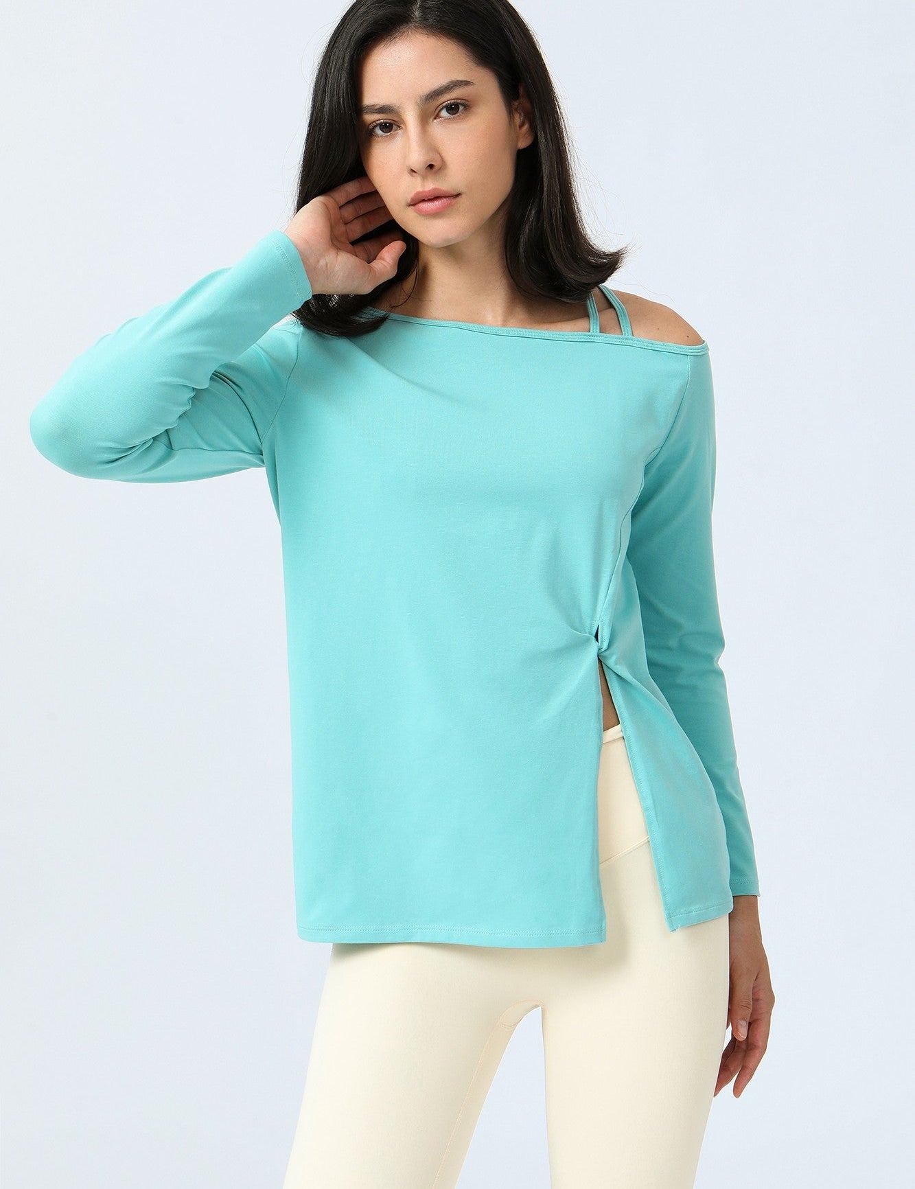 One Shoulder Strap Long Sleeve Shirt by bornfocus