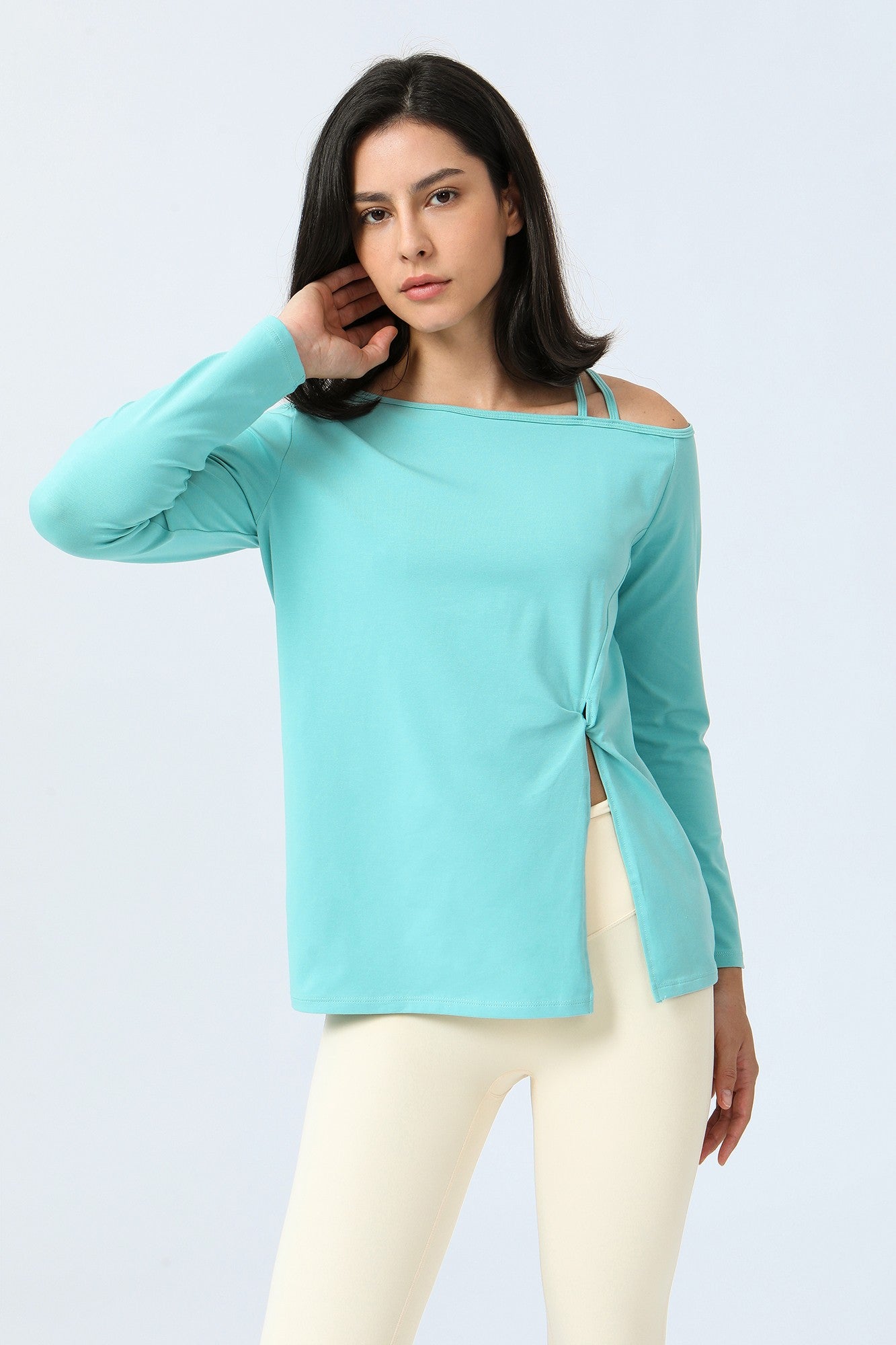 One Shoulder Strap Long Sleeve Shirt by bornfocus