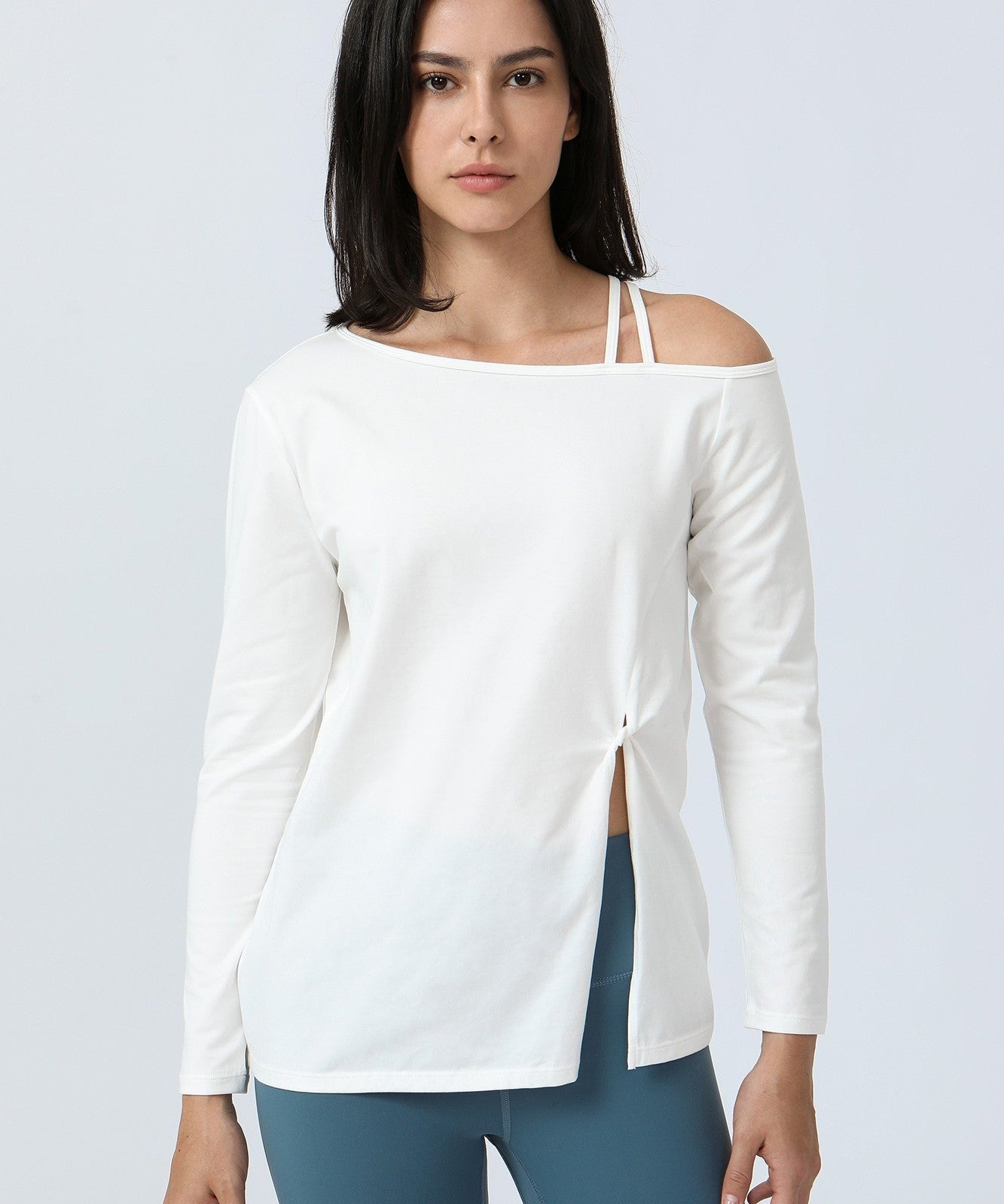 One Shoulder Strap Long Sleeve Shirt by bornfocus