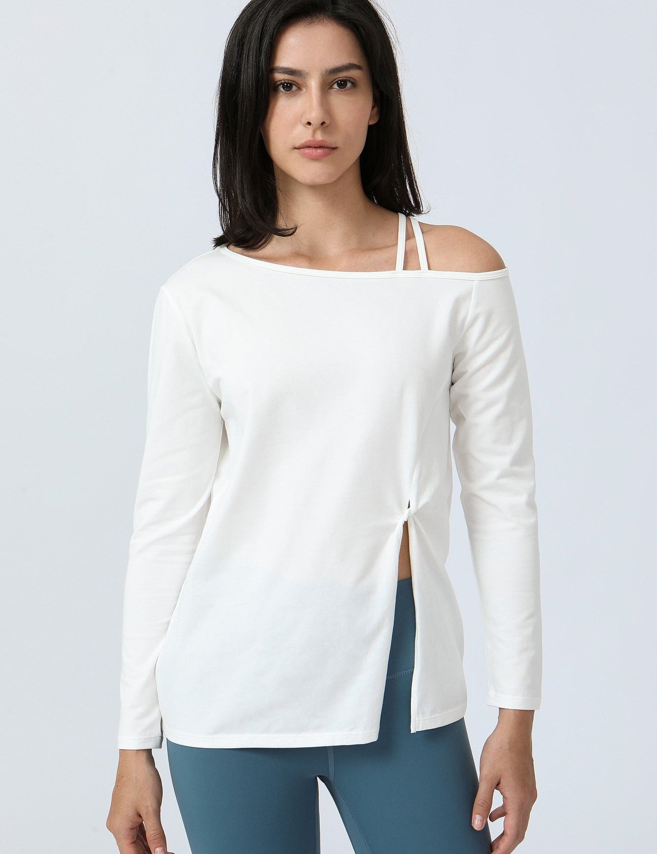 One Shoulder Strap Long Sleeve Shirt by bornfocus