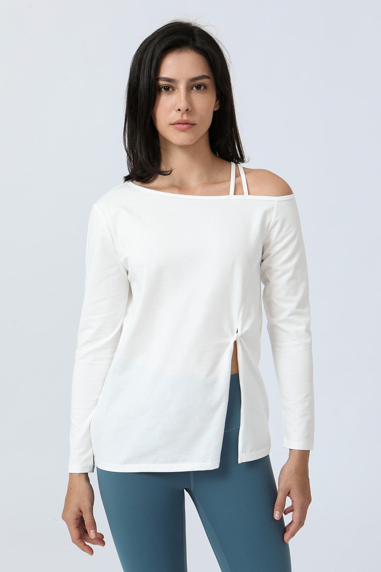 One Shoulder Strap Long Sleeve Shirt by bornfocus