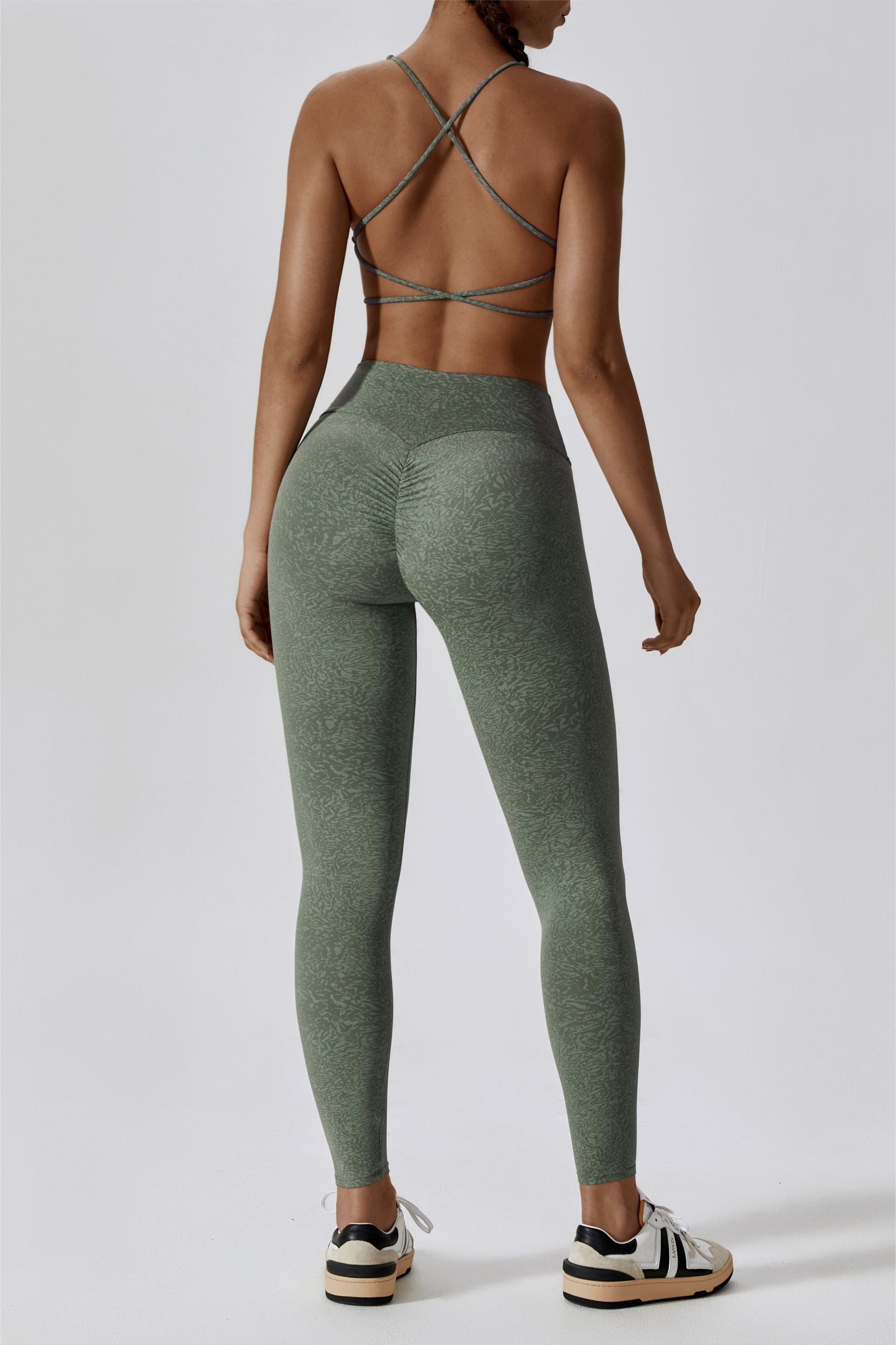 Patterned High-Rise Scrunch Leggings by bornfocus