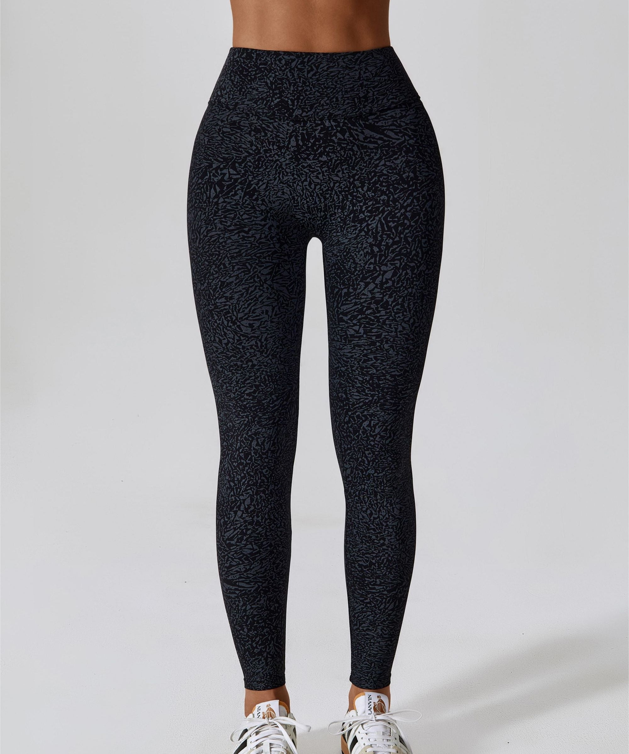 Patterned High-Rise Scrunch Leggings by bornfocus