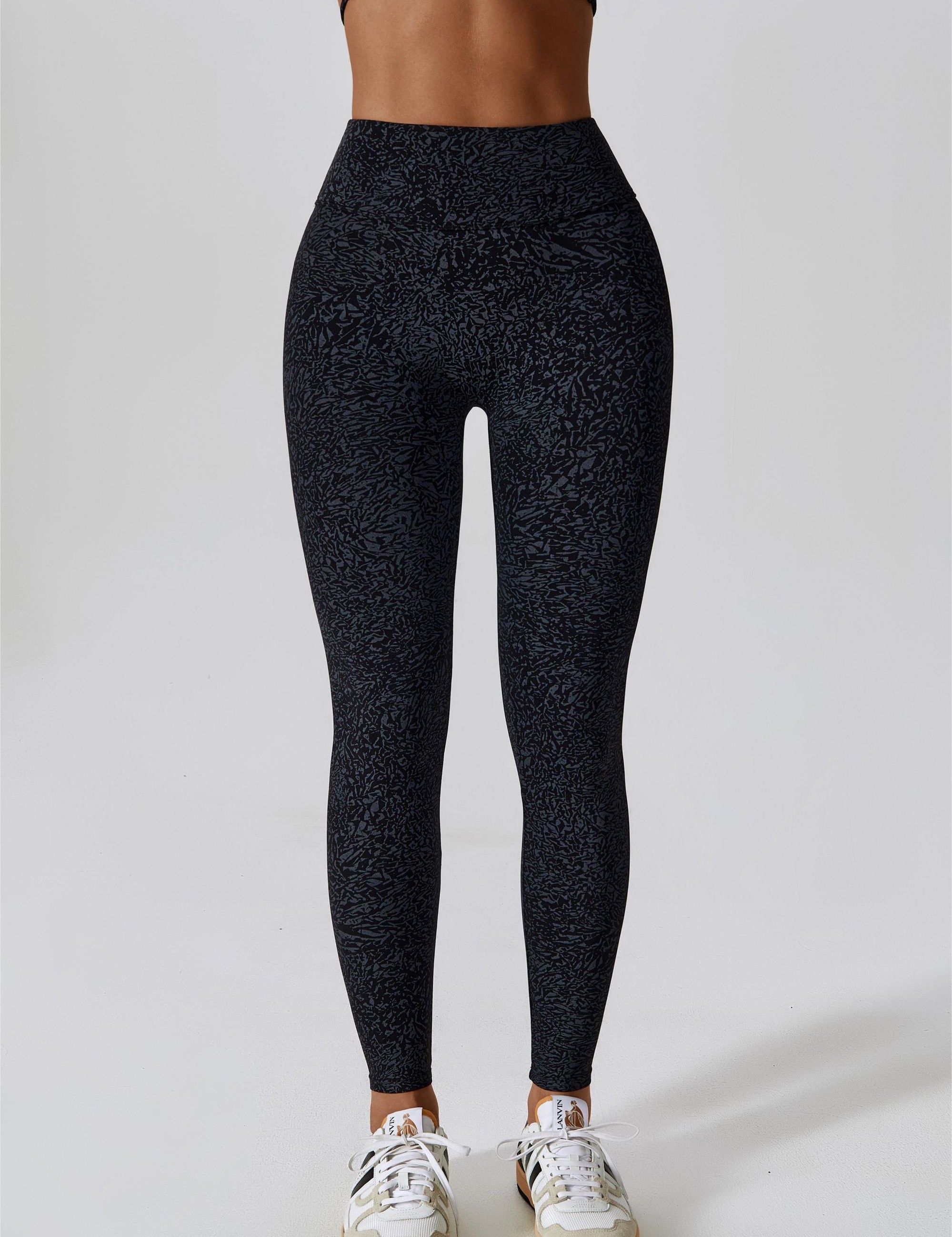 Patterned High-Rise Scrunch Leggings by bornfocus