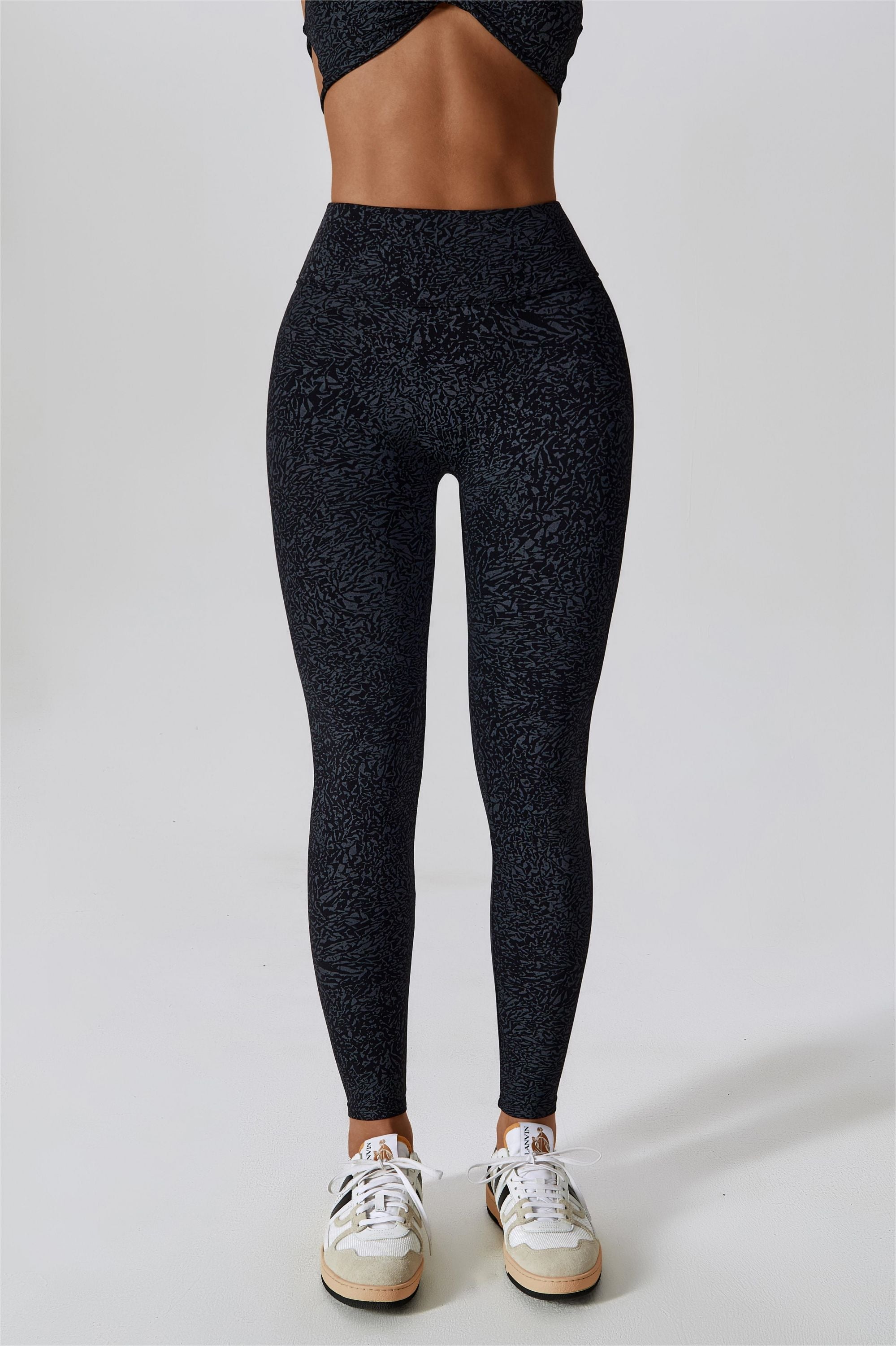 Patterned High-Rise Scrunch Leggings by bornfocus