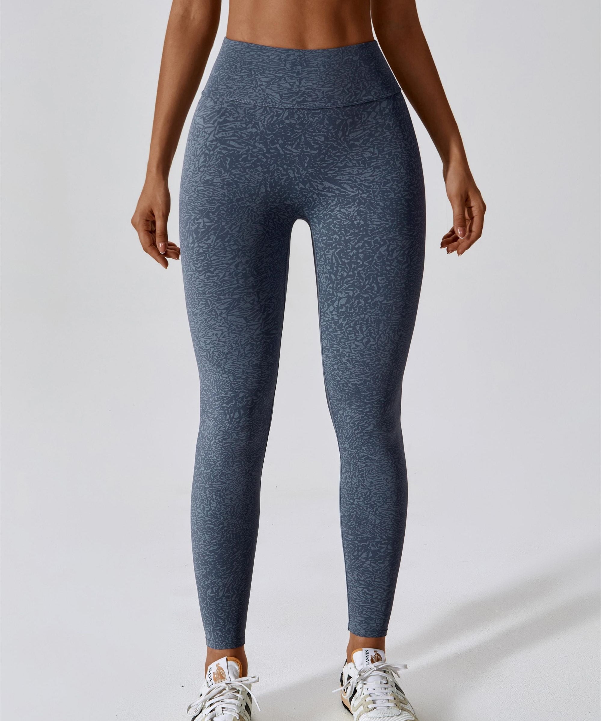 Patterned High-Rise Scrunch Leggings by bornfocus