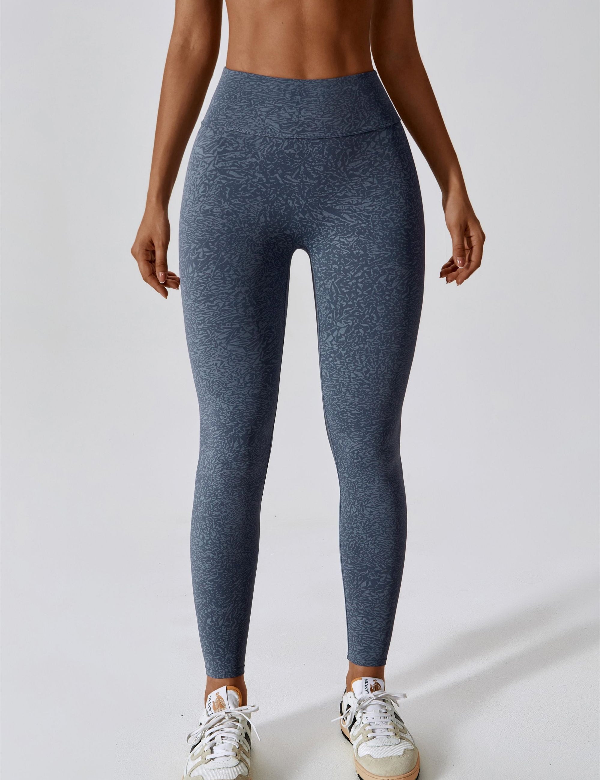 Patterned High-Rise Scrunch Leggings by bornfocus