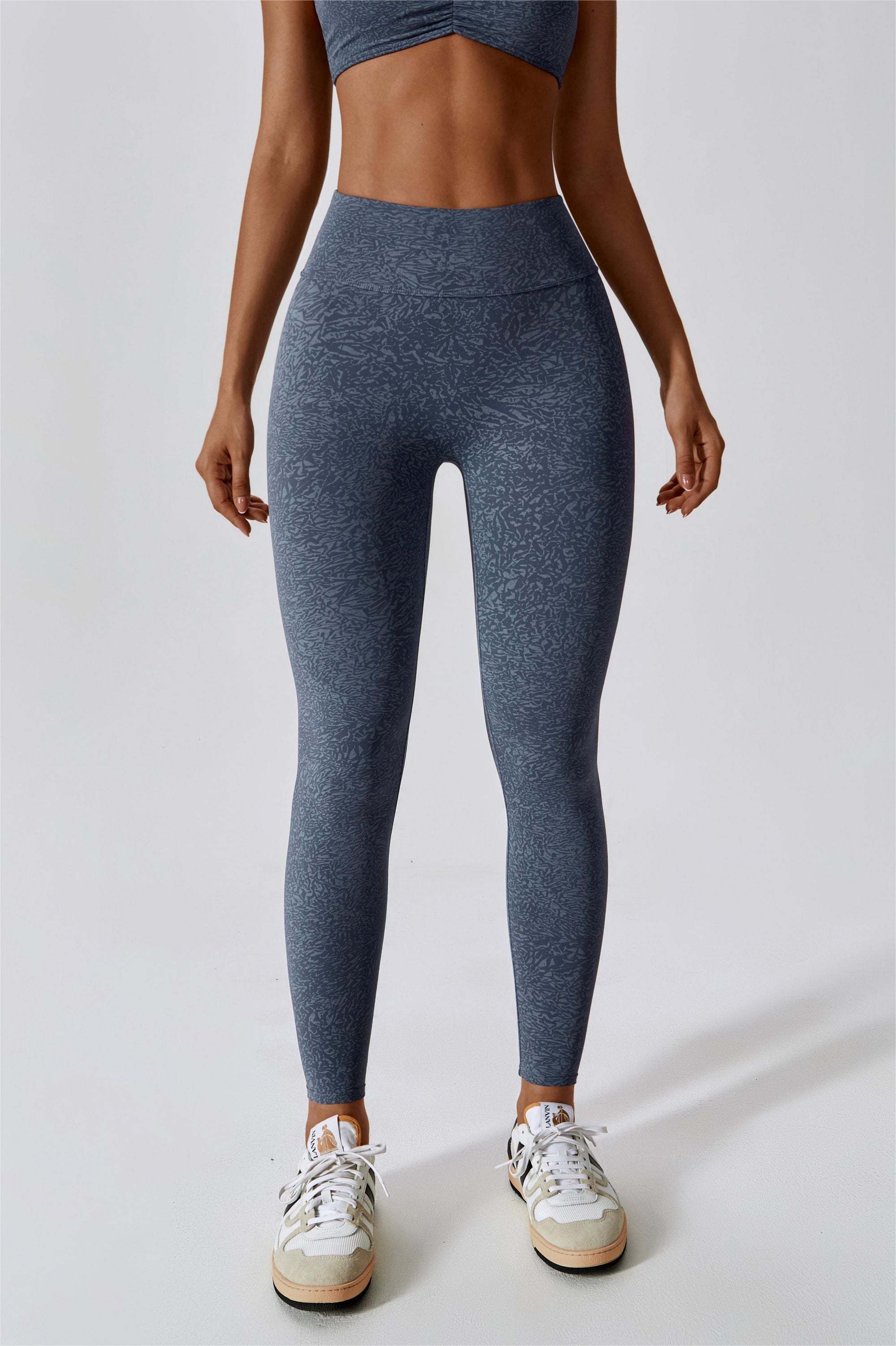 Patterned High-Rise Scrunch Leggings by bornfocus