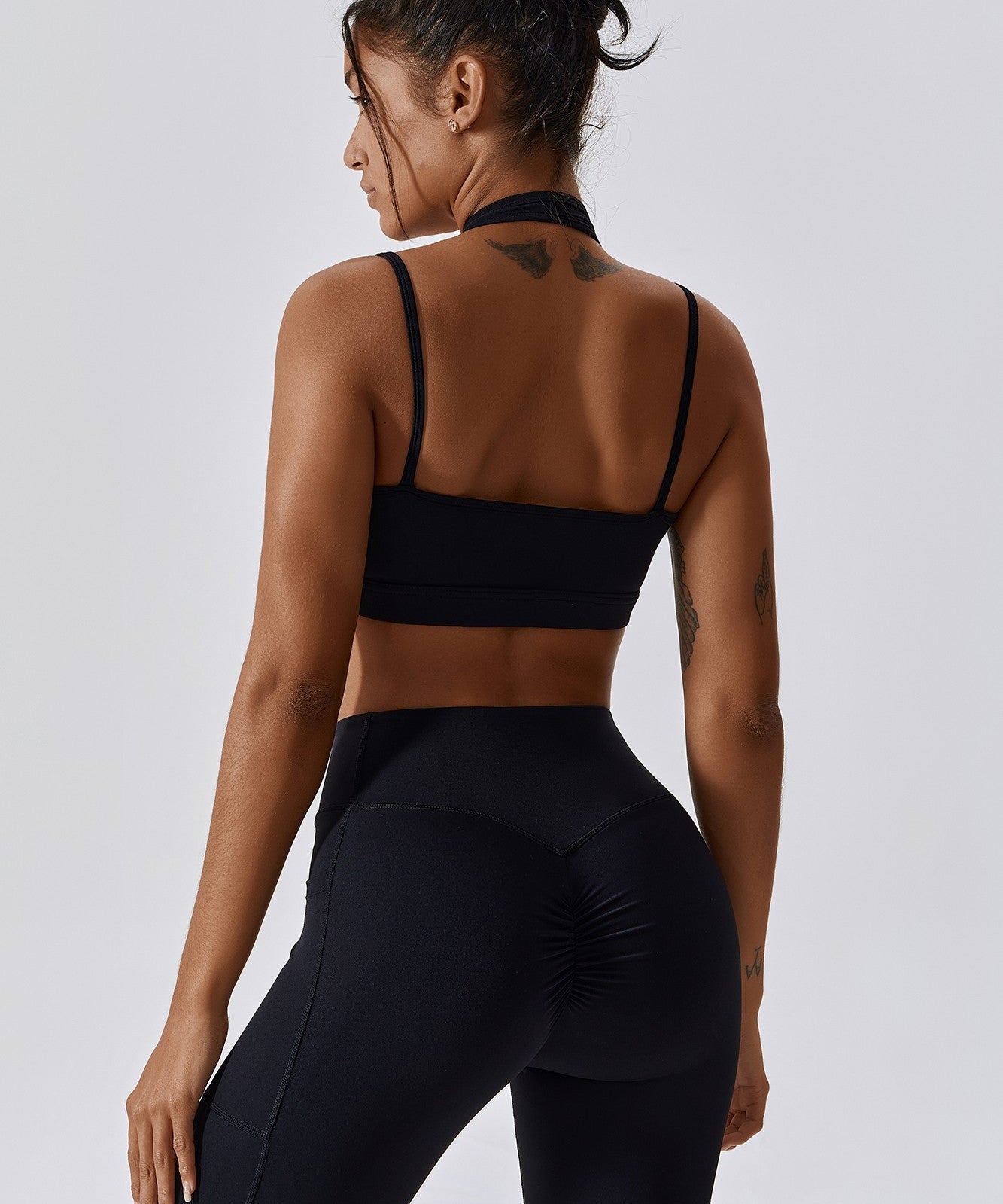 Plunge Neck Wrap Over Sports Bra by bornfocus