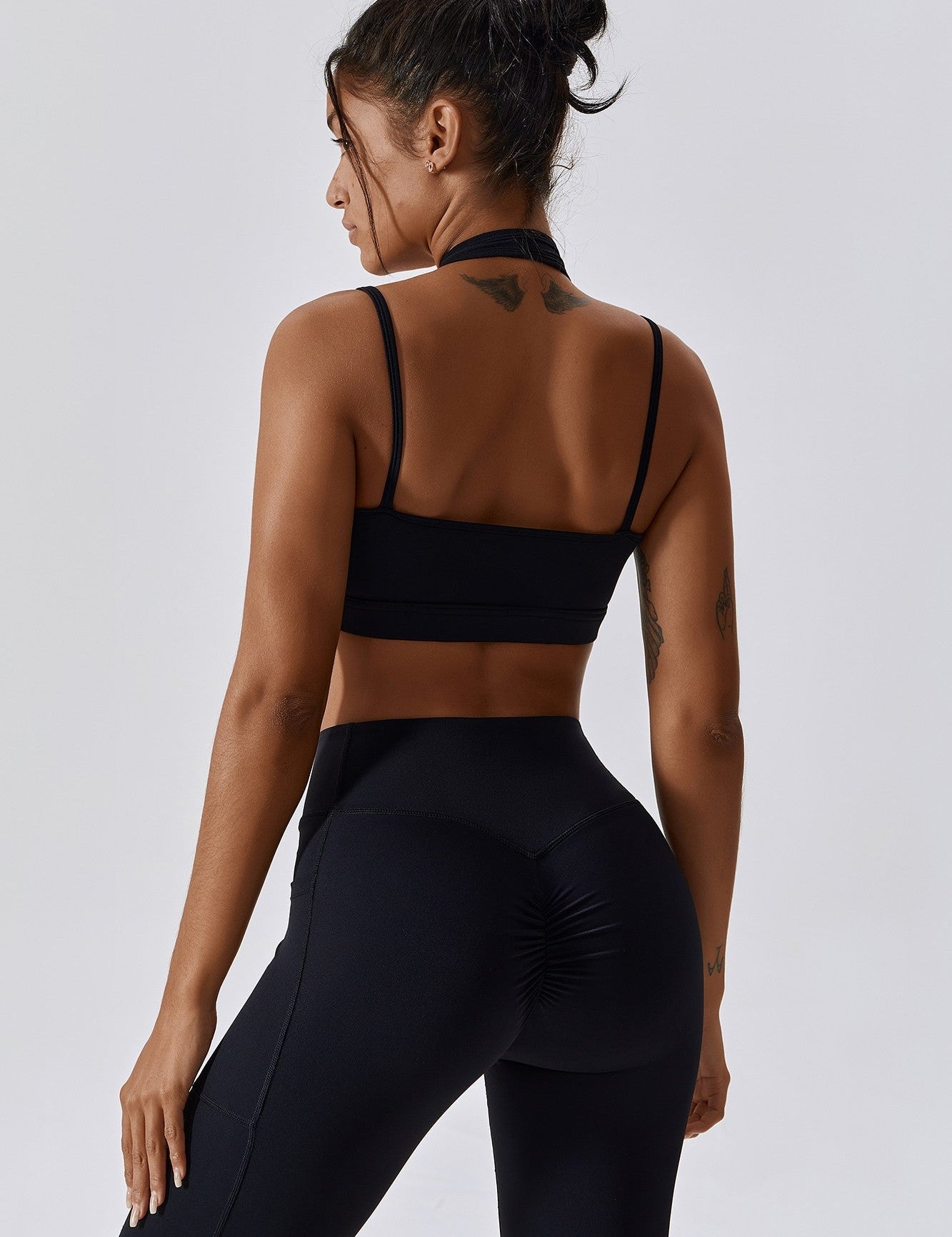 Plunge Neck Wrap Over Sports Bra by bornfocus