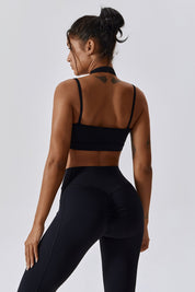 Plunge Neck Wrap Over Sports Bra by bornfocus