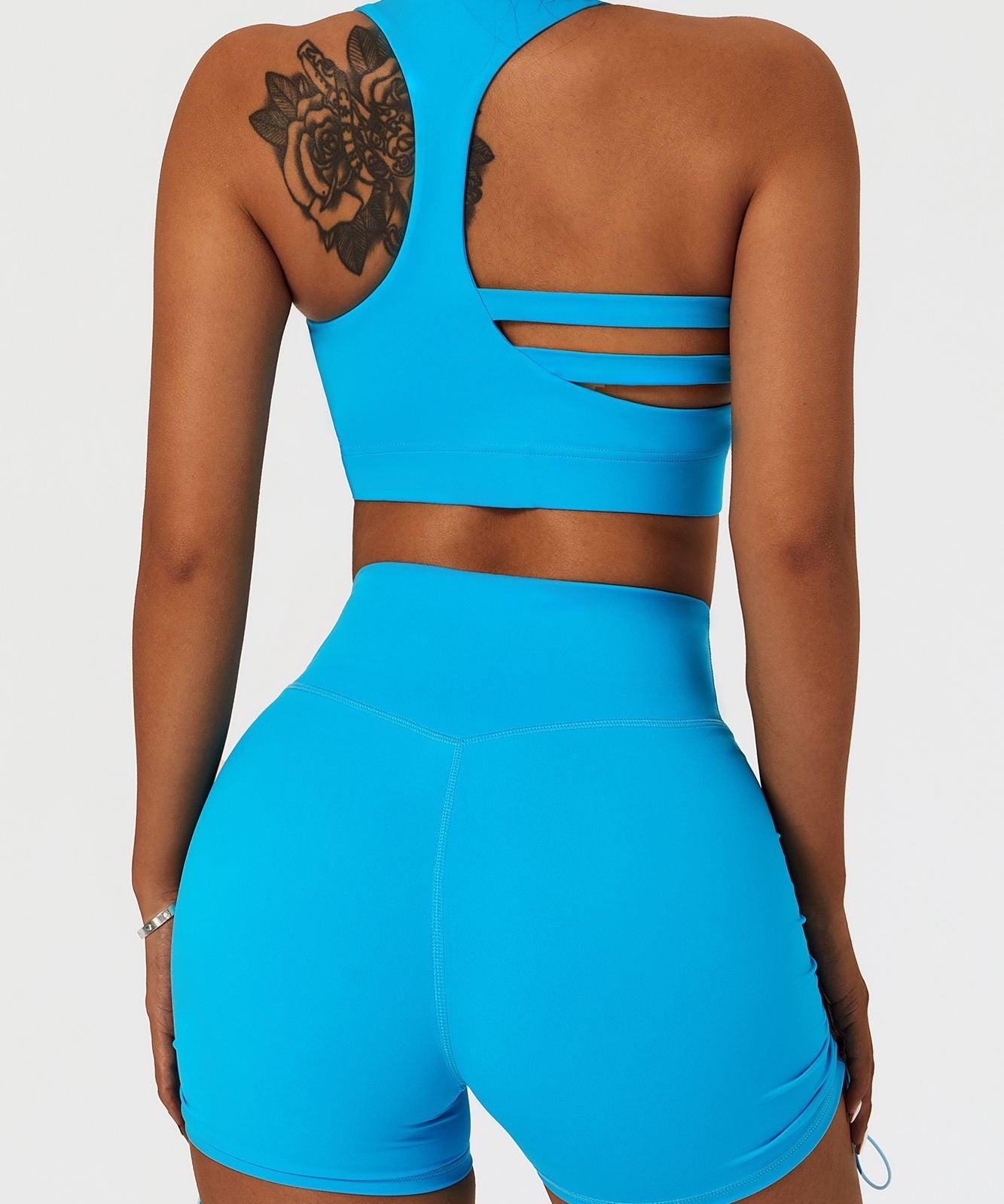 Plunge Neck Asymmetric Racerback Sports Bra by bornfocus