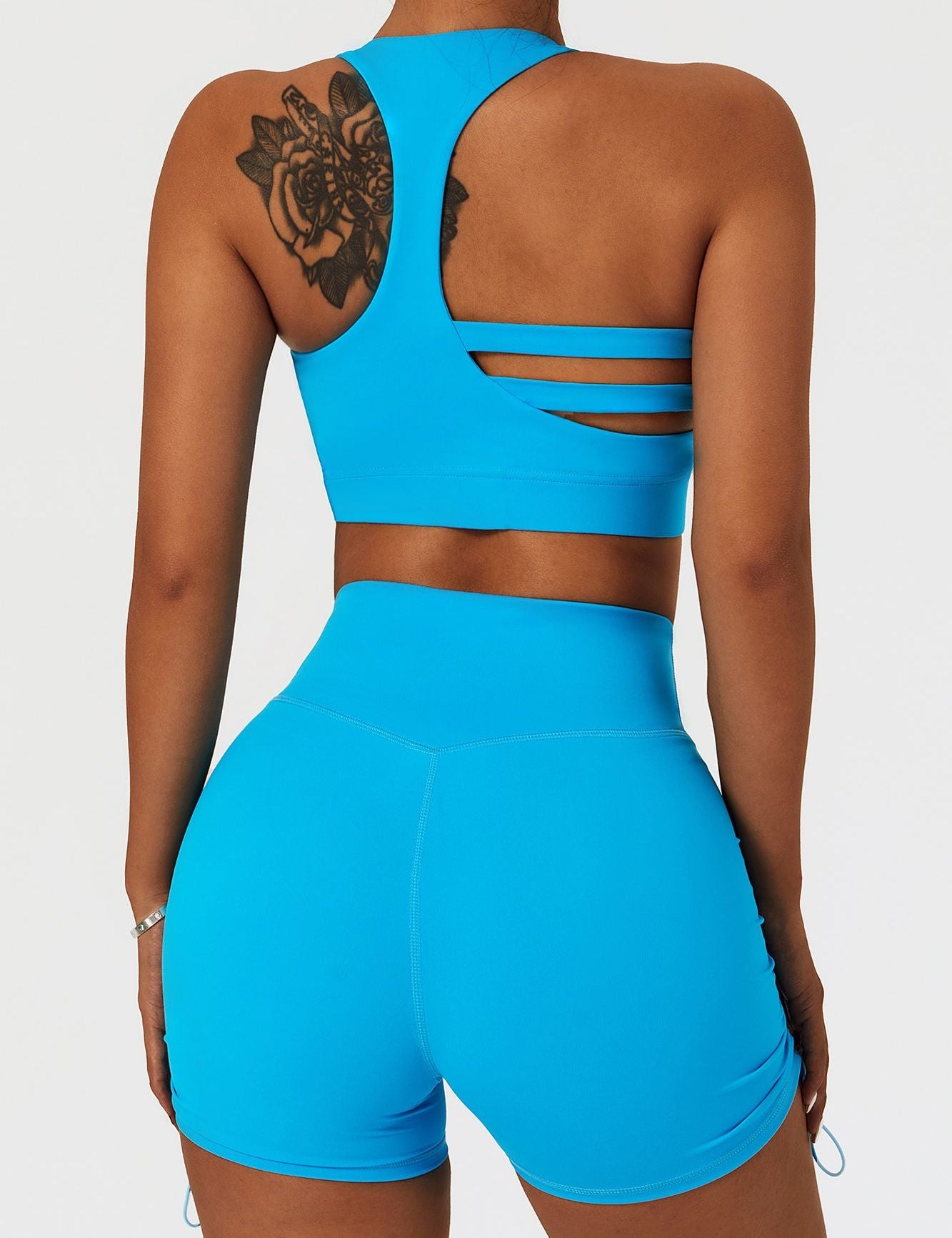 Plunge Neck Asymmetric Racerback Sports Bra by bornfocus