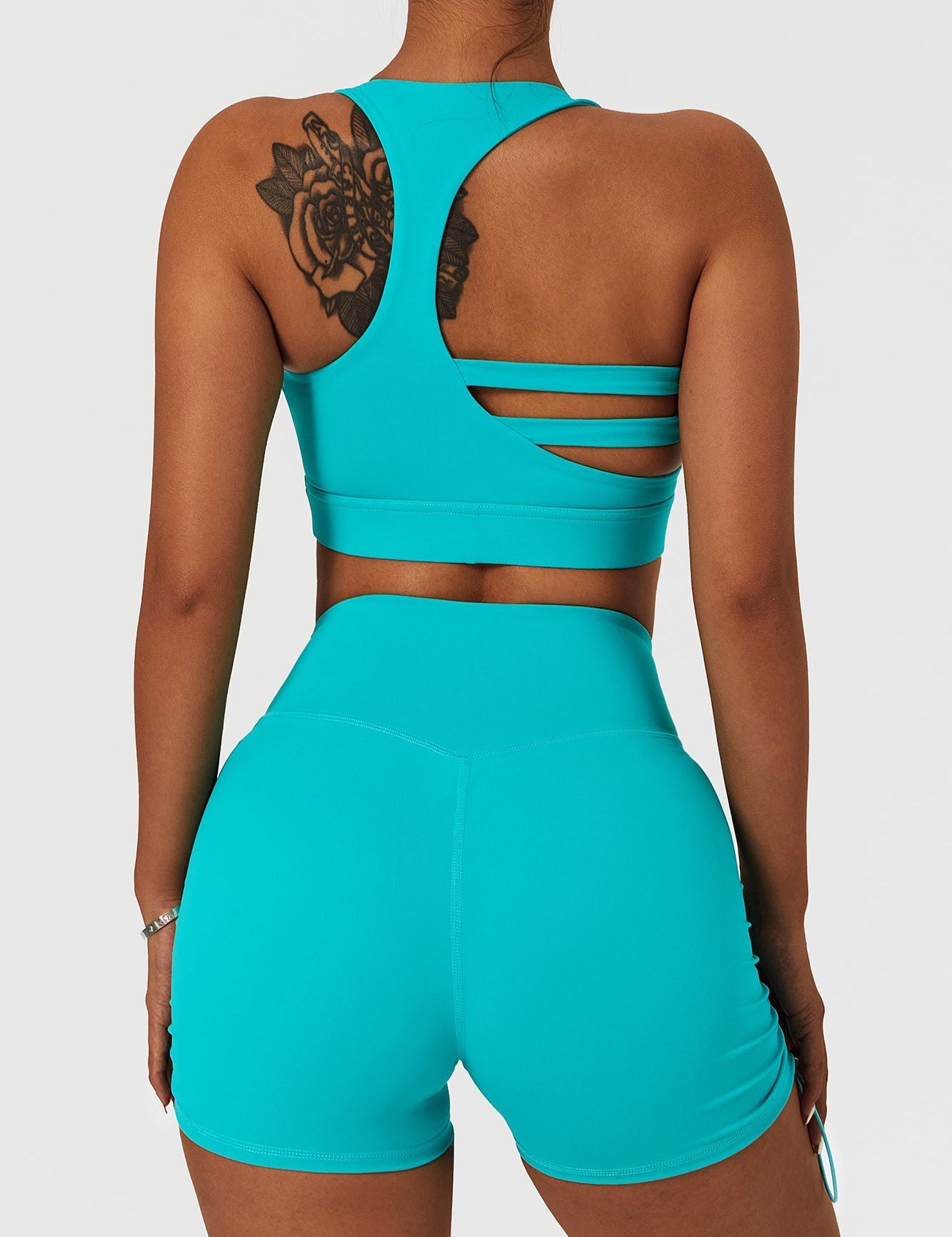 Plunge Neck Asymmetric Racerback Sports Bra by bornfocus