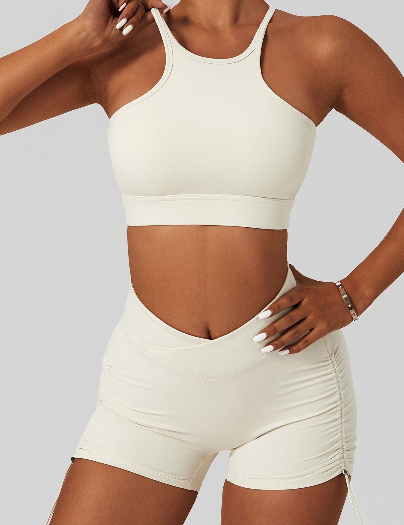 Racer Front Cut Out Back Sports Bra by bornfocus