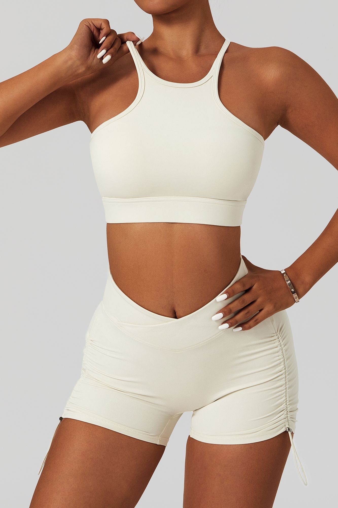 Racer Front Cut Out Back Sports Bra by bornfocus