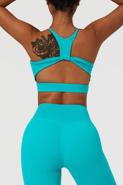 Racer Front Cut Out Back Sports Bra by bornfocus