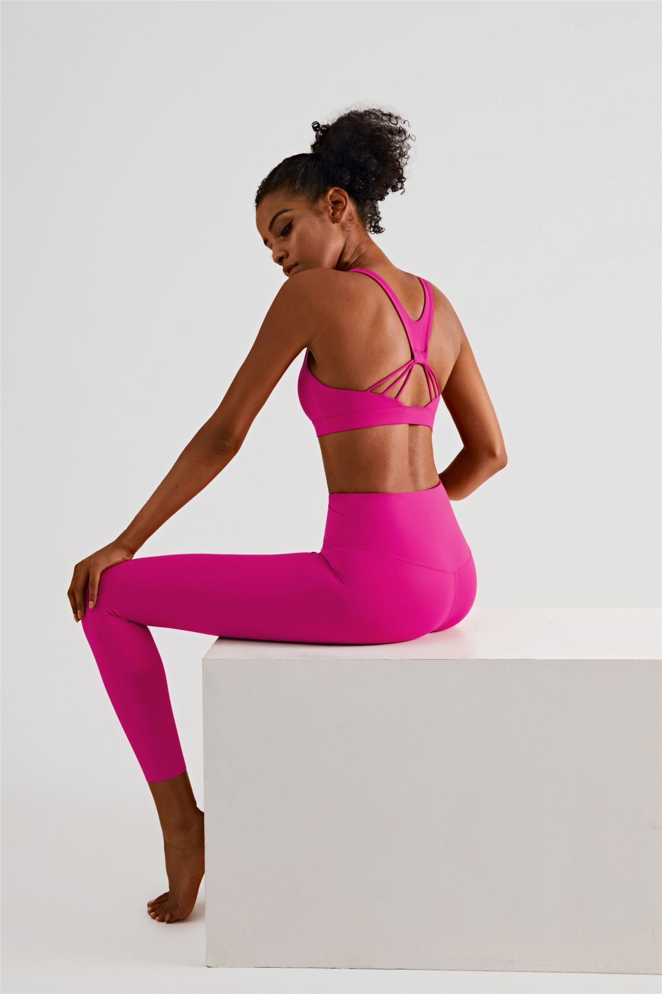 V-Back Sports Bra & Crossover Leggings Activewear Set by bornfocus