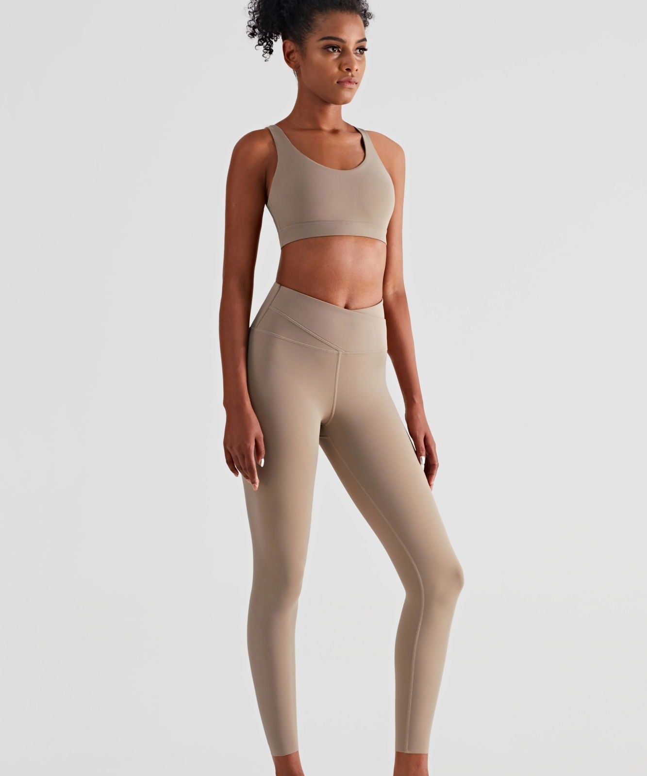 V-Back Sports Bra & Crossover Leggings Activewear Set by bornfocus