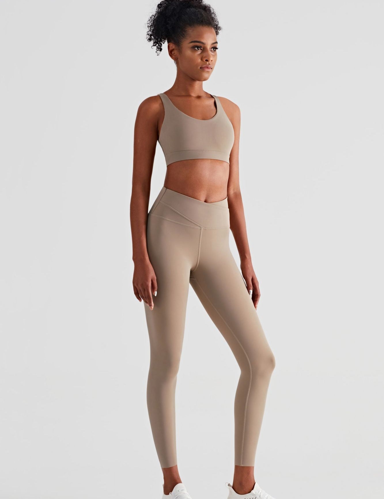 V-Back Sports Bra & Crossover Leggings Activewear Set by bornfocus