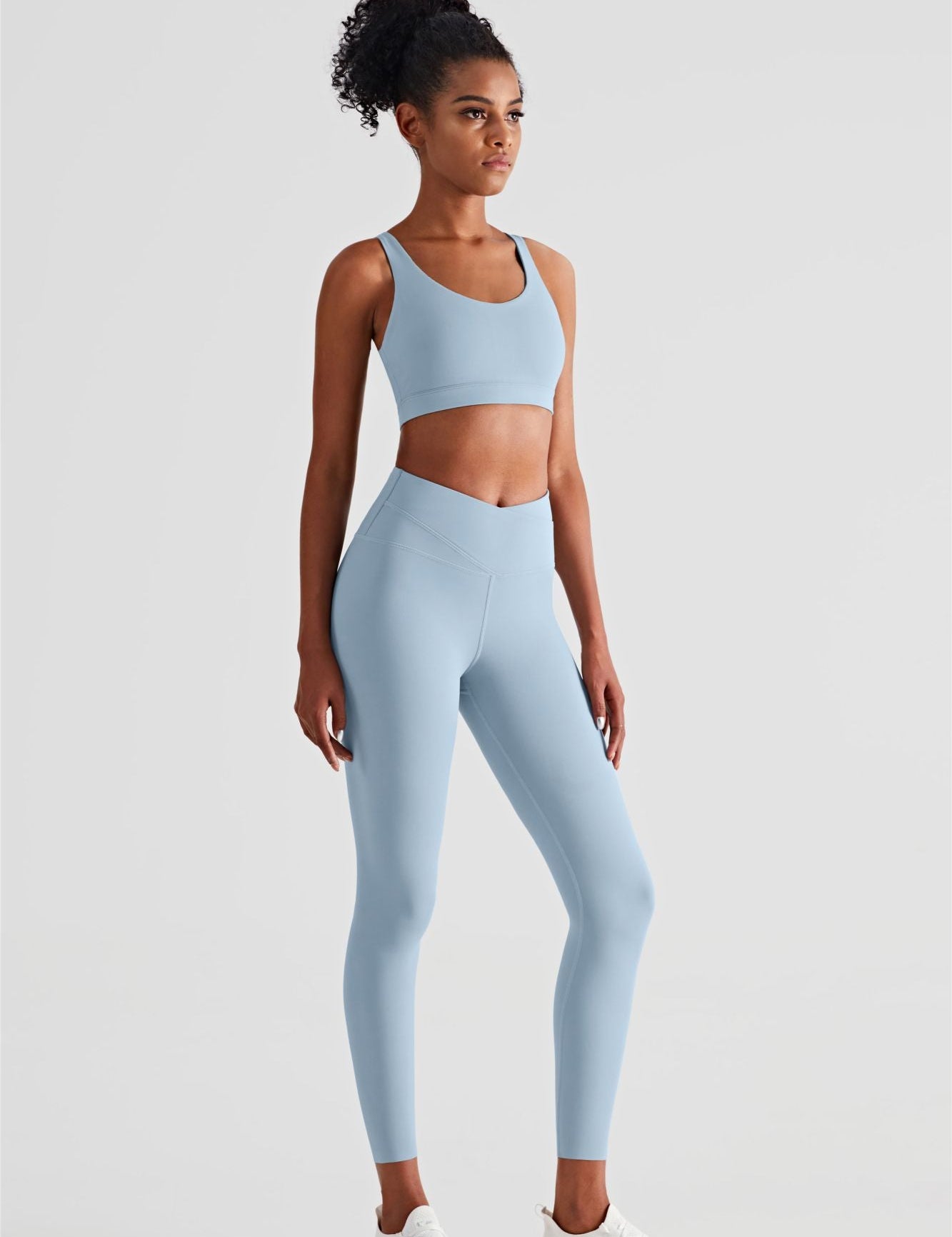 V-Back Sports Bra & Crossover Leggings Activewear Set by bornfocus