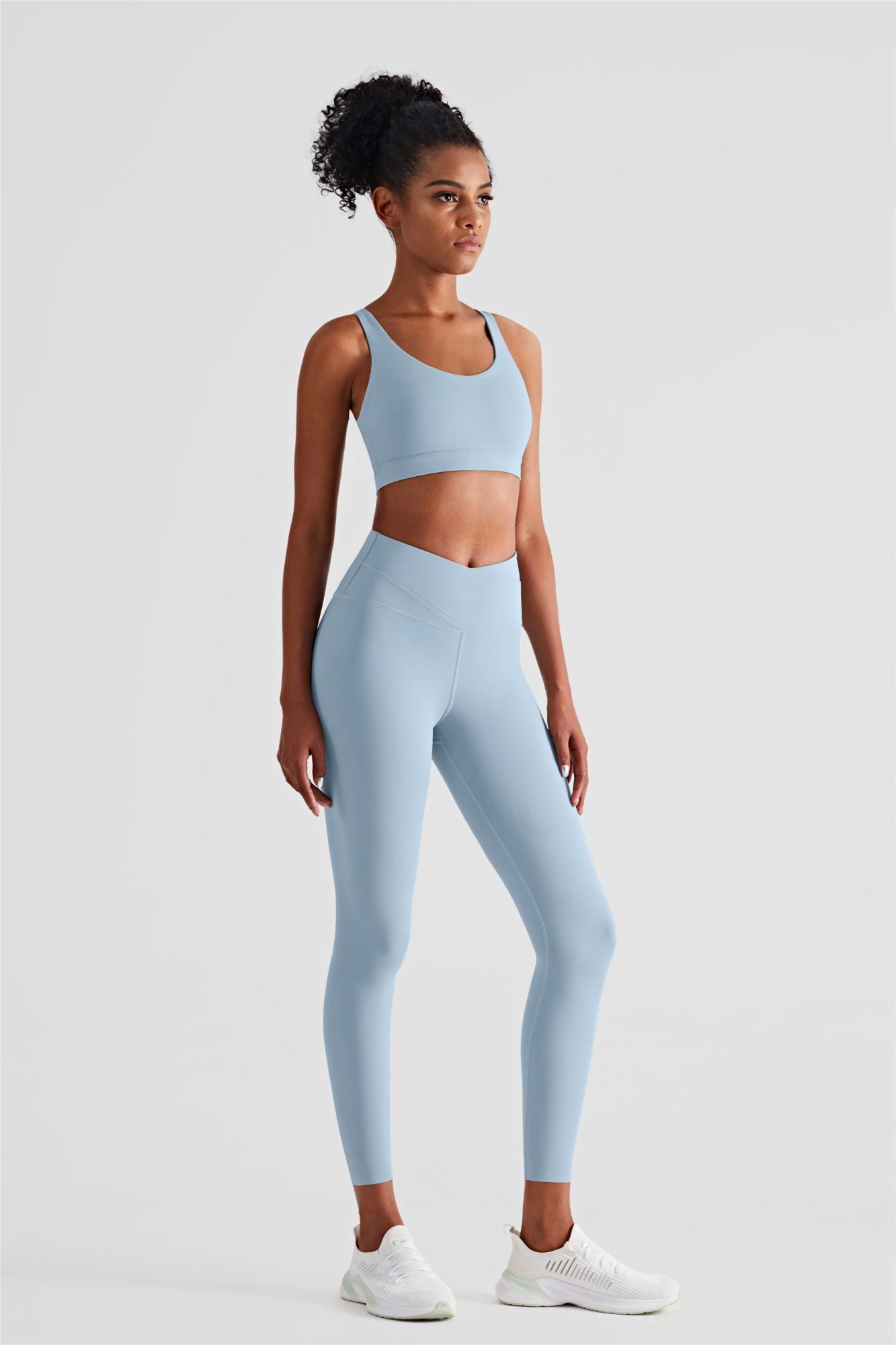 V-Back Sports Bra & Crossover Leggings Activewear Set by bornfocus