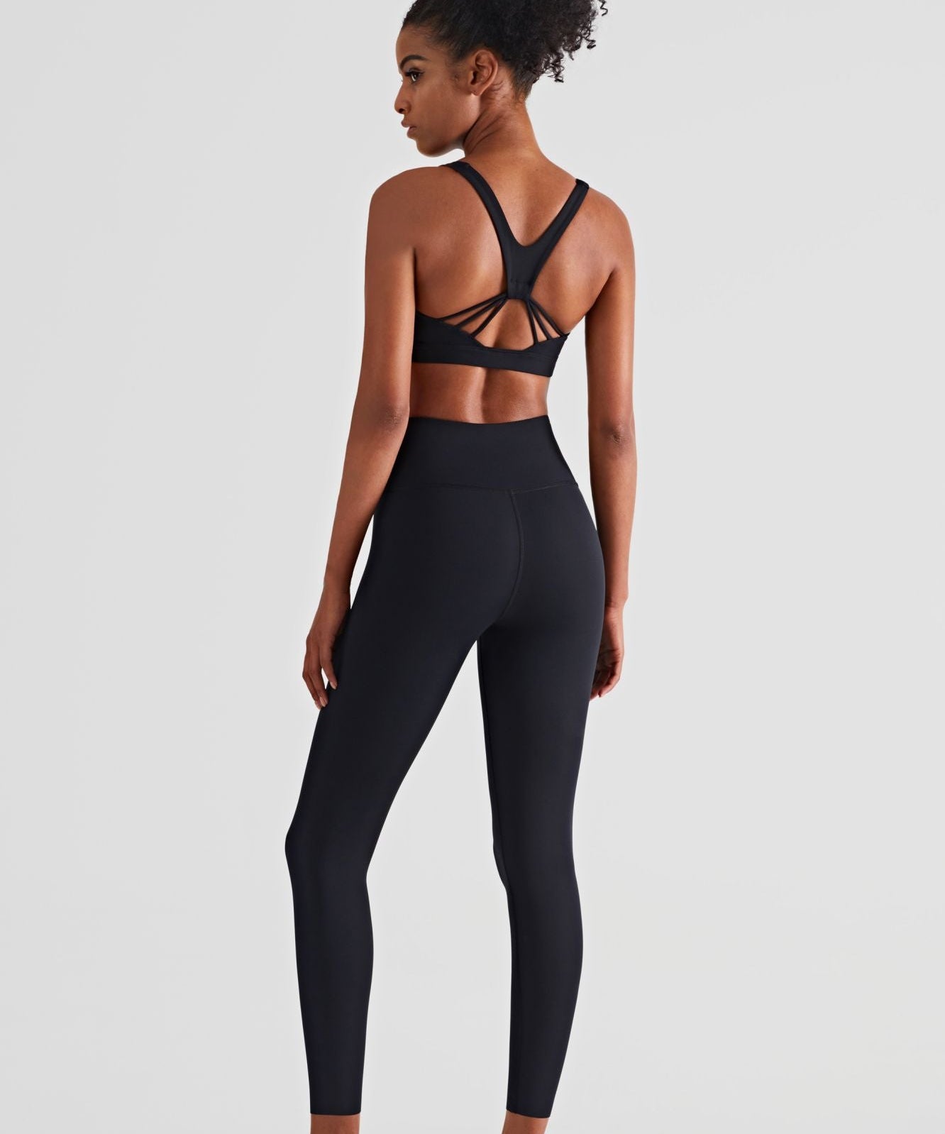 V-Back Sports Bra & Crossover Leggings Activewear Set by bornfocus