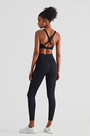 V-Back Sports Bra & Crossover Leggings Activewear Set by bornfocus