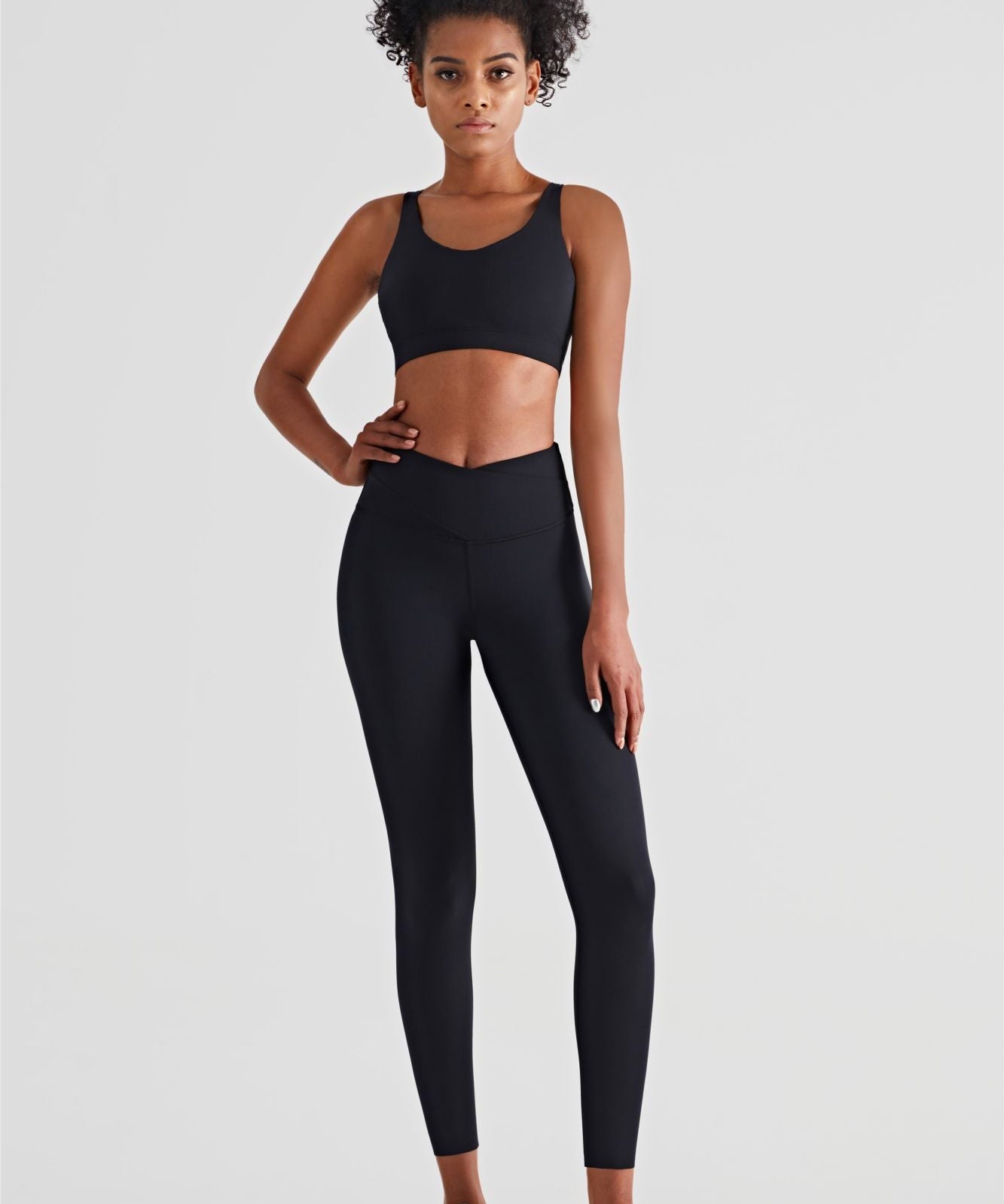 V-Back Sports Bra & Crossover Leggings Activewear Set by bornfocus