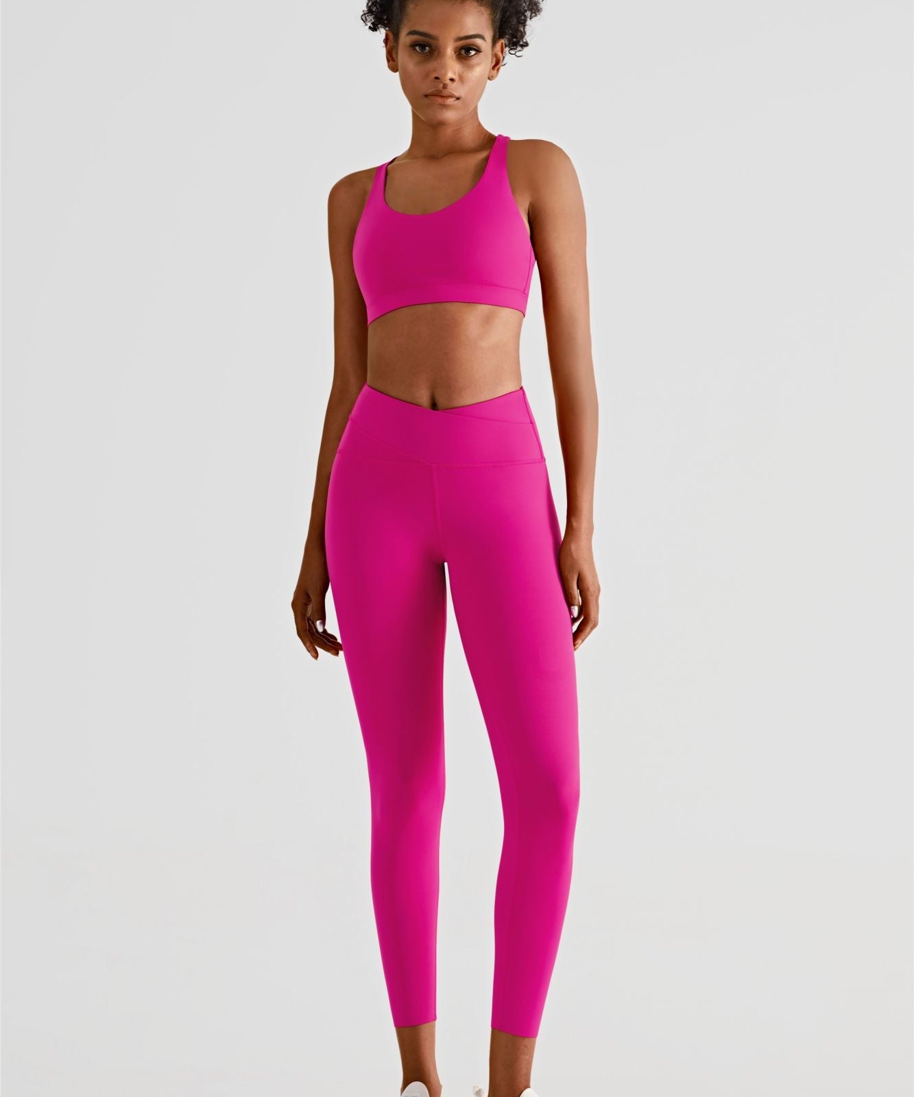 V-Back Sports Bra & Crossover Leggings Activewear Set by bornfocus