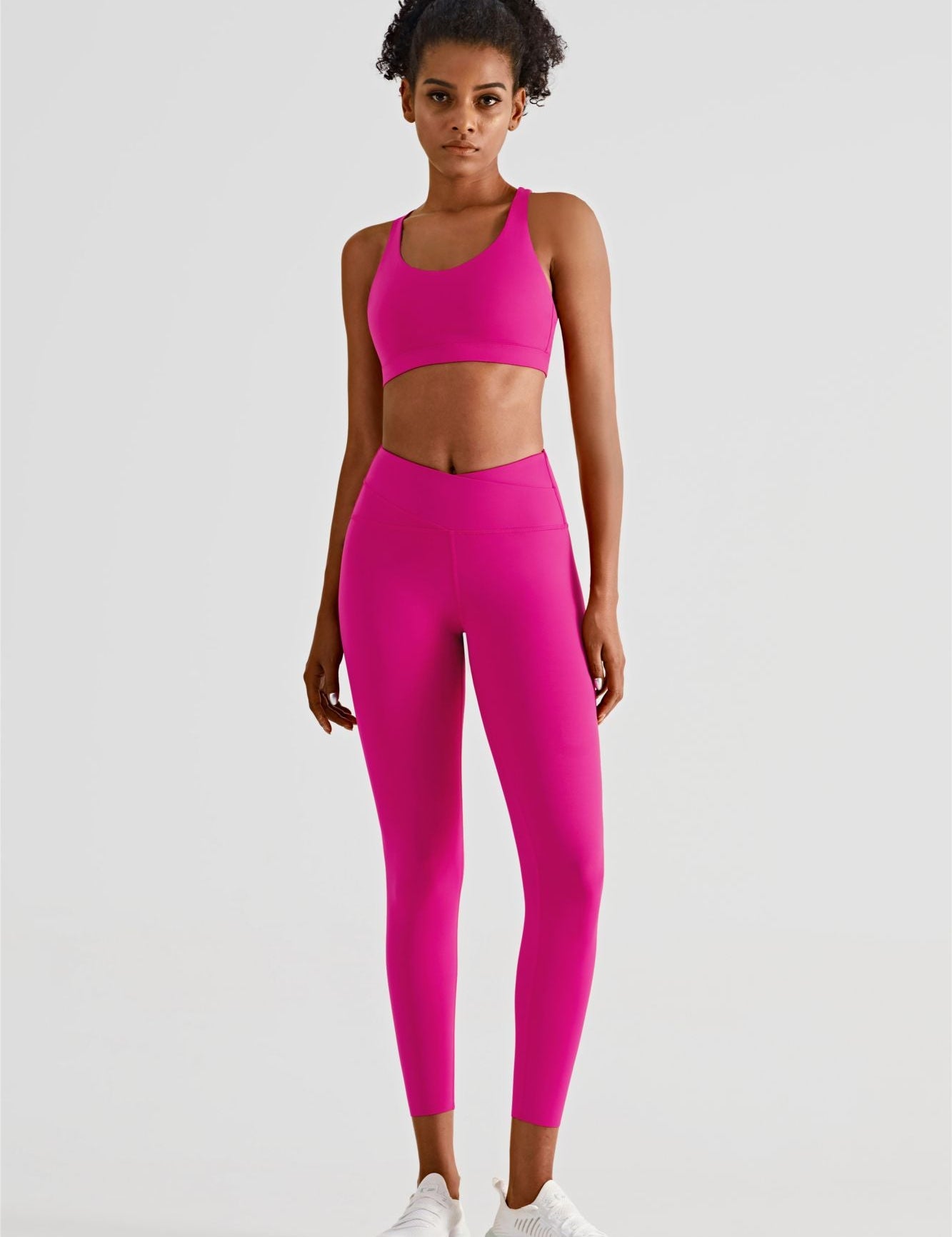 V-Back Sports Bra & Crossover Leggings Activewear Set by bornfocus