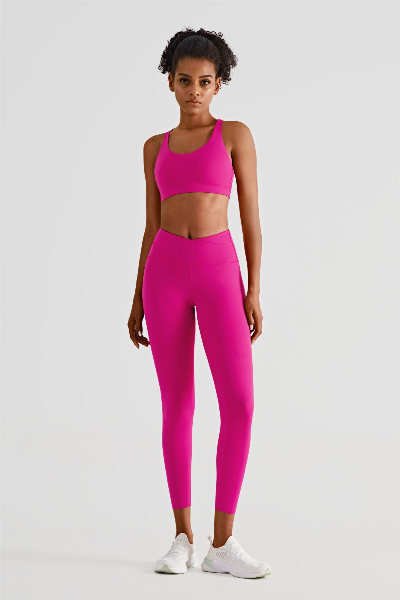 V-Back Sports Bra & Crossover Leggings Activewear Set by bornfocus