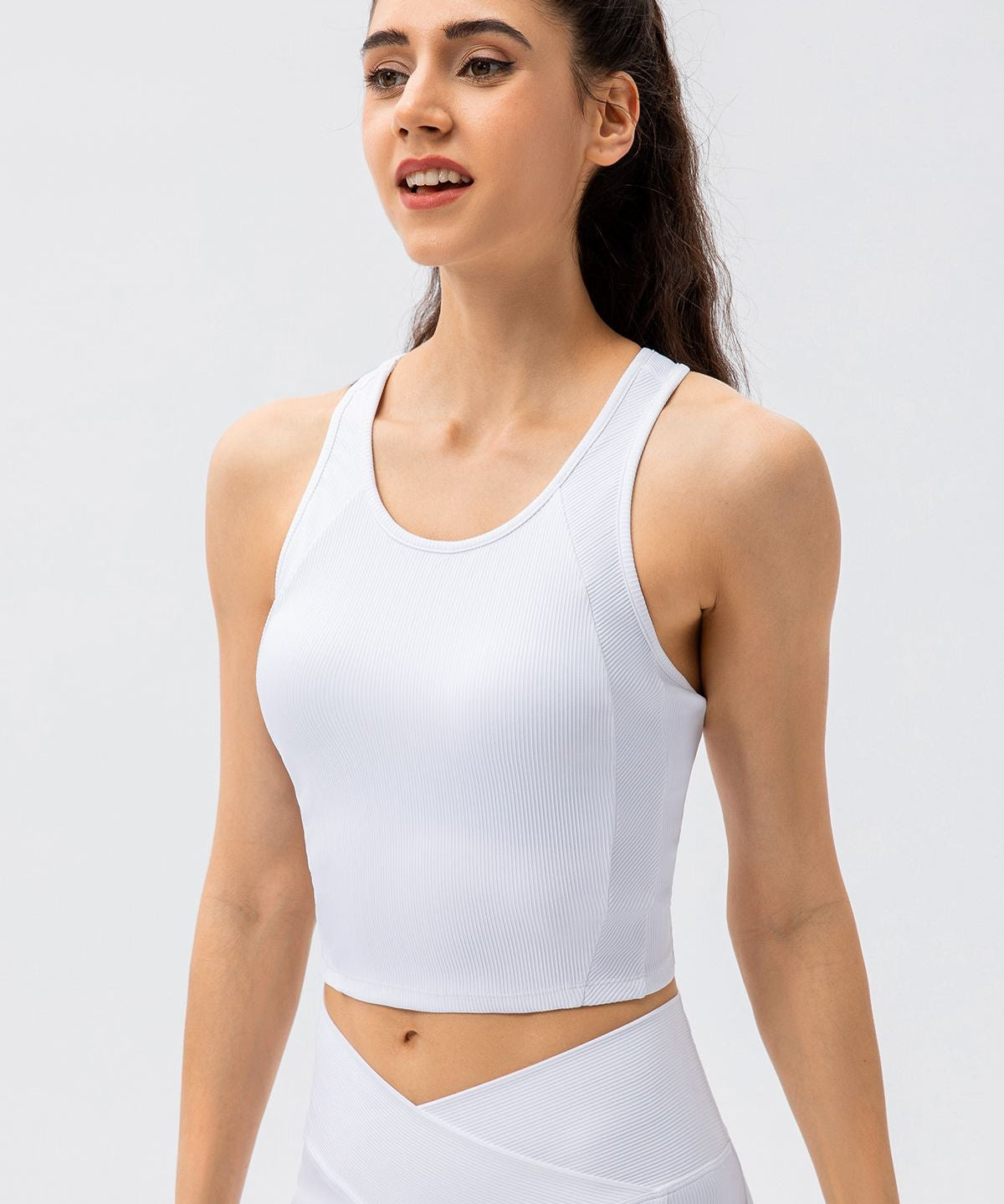 Ribbed Cropped Tank Top Built-in Bra by bornfocus