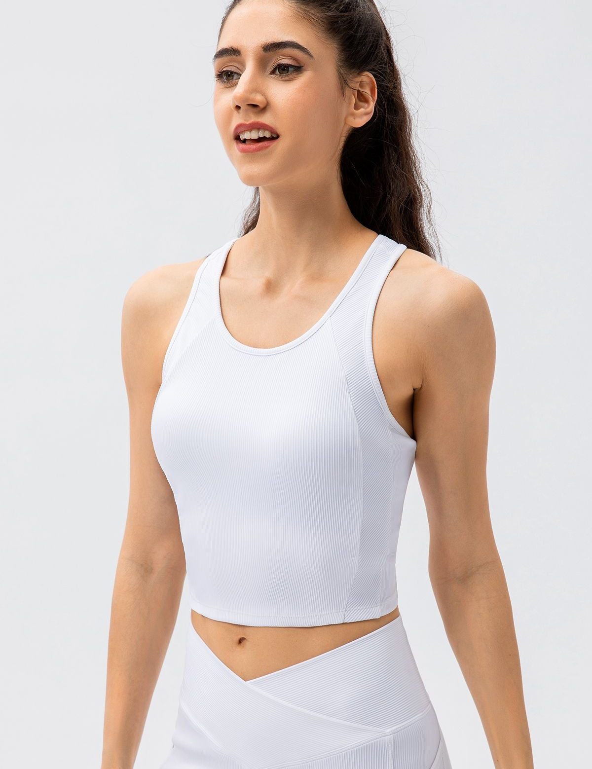 Ribbed Cropped Tank Top Built-in Bra by bornfocus