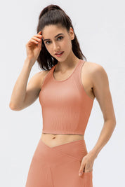 Ribbed Cropped Tank Top Built-in Bra by bornfocus