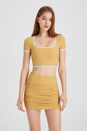 Ribbed Contrast Trim Bodycon Mini Skirt by bornfocus