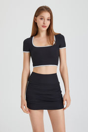 Ribbed Contrast Trim Bodycon Mini Skirt by bornfocus