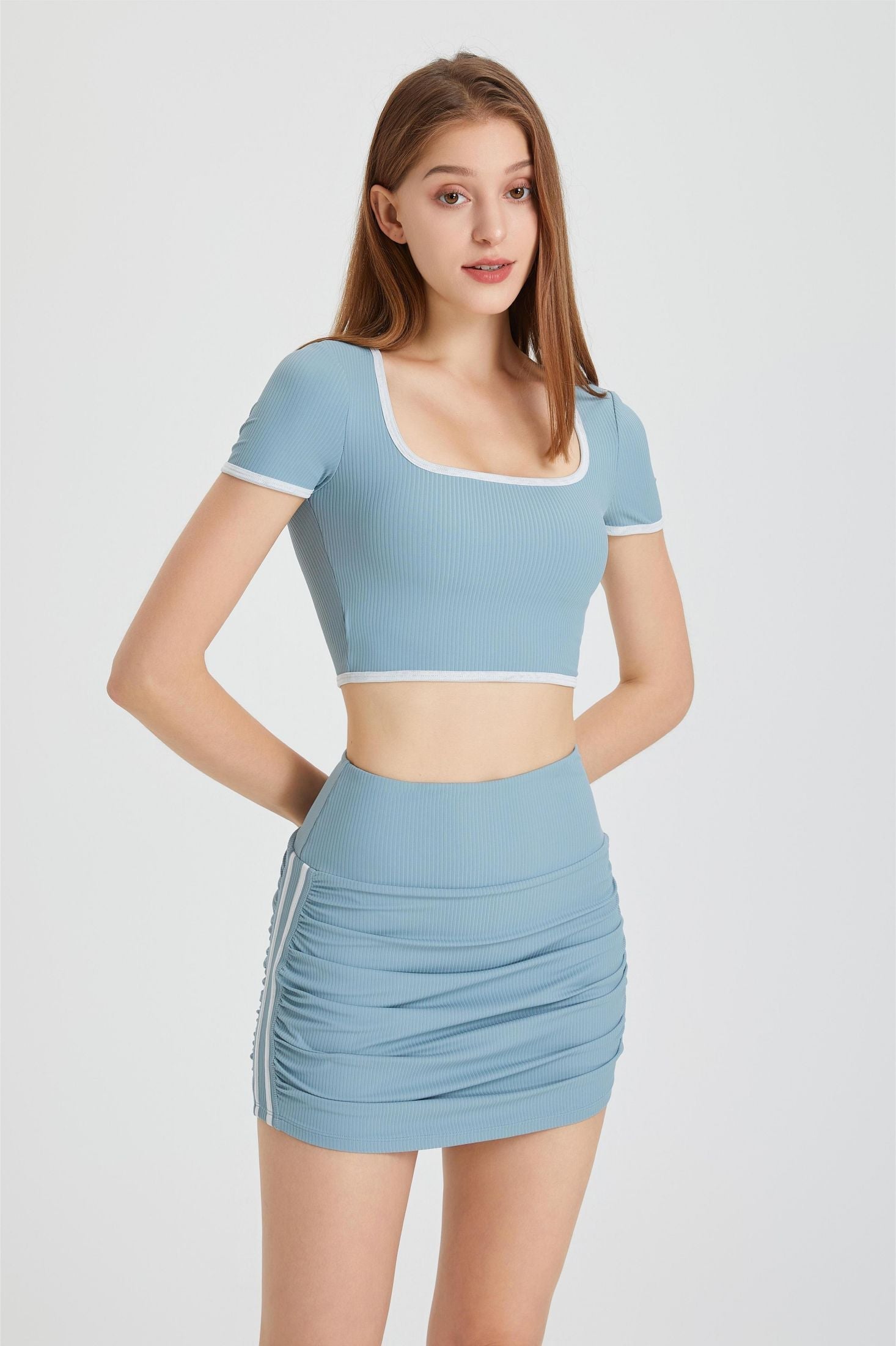 Ribbed Contrast Trim Bodycon Mini Skirt by bornfocus