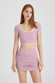 Ribbed Contrast Trim Bodycon Mini Skirt by bornfocus