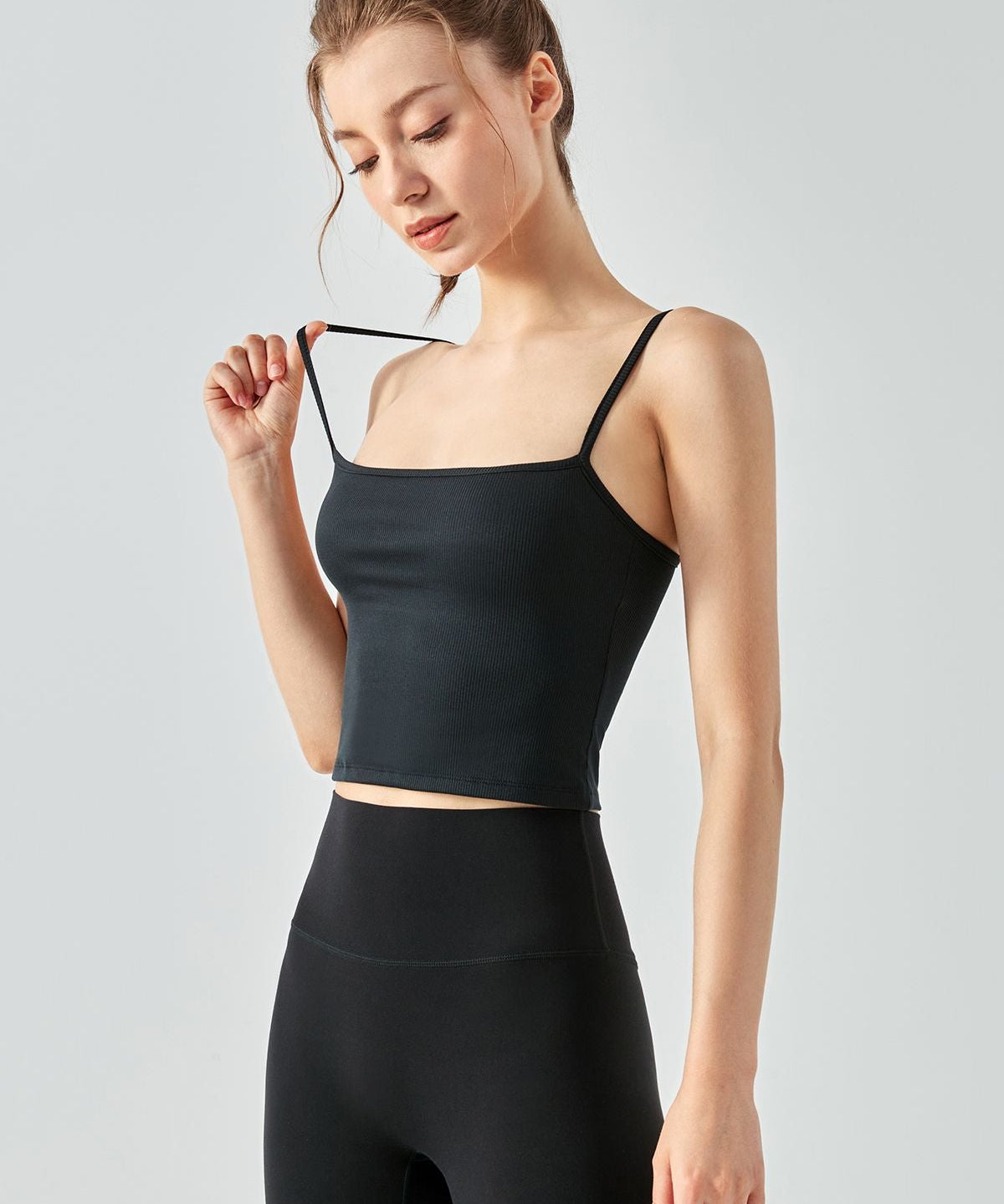 Ribbed Contrast Trim Long line Sports Bra by bornfocus