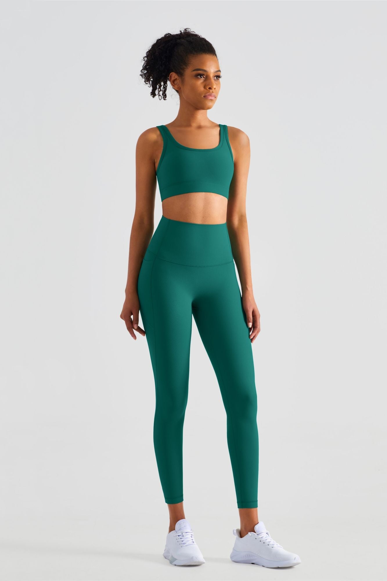 Ribbed Crop Tank Top & Yoga Leggings Activewear Set by bornfocus