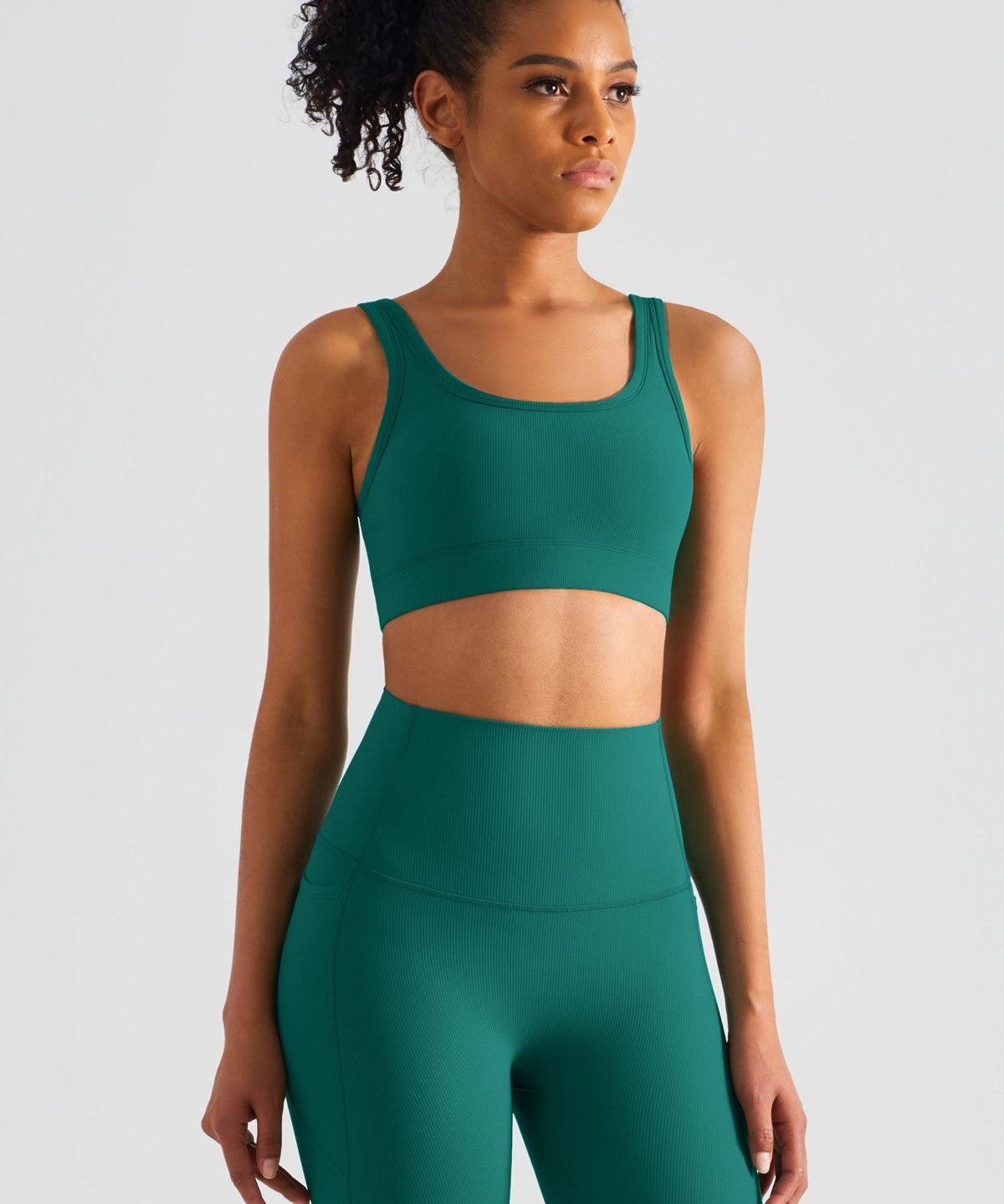 Ribbed Crop Tank Top & Yoga Leggings Activewear Set by bornfocus