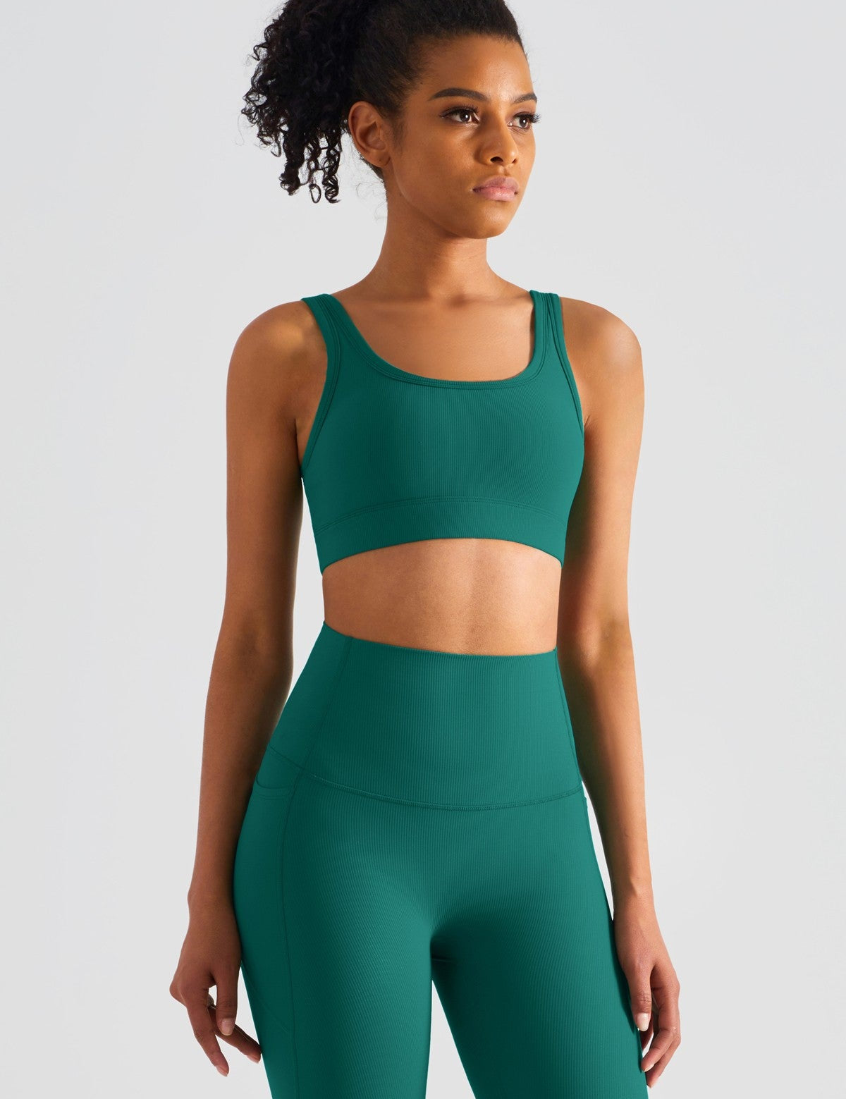 Ribbed Crop Tank Top & Yoga Leggings Activewear Set by bornfocus