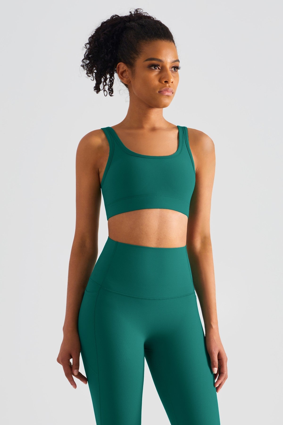 Ribbed Crop Tank Top & Yoga Leggings Activewear Set by bornfocus